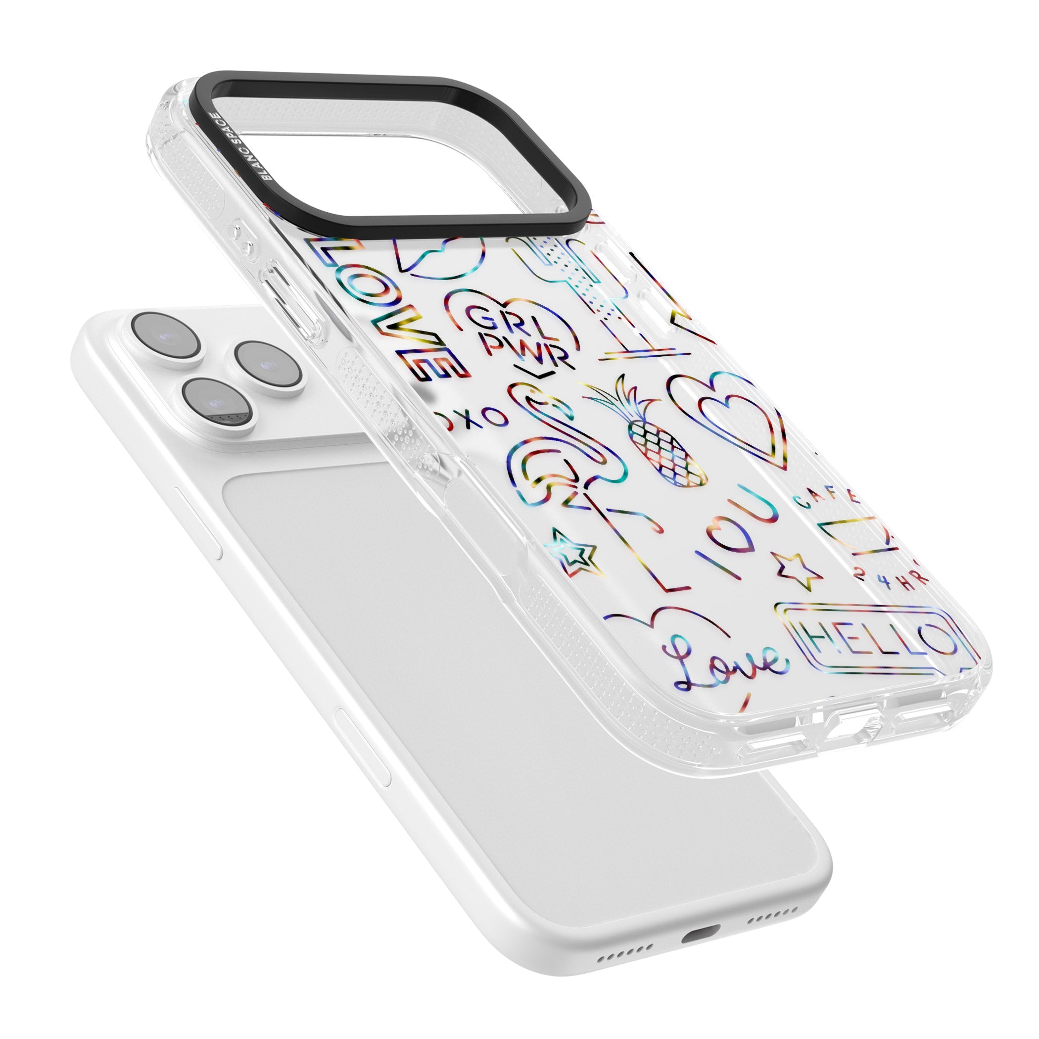 Funky Nebula Neon Sign iPhone 17 Pro Impact Air Clear Phone Case Colours