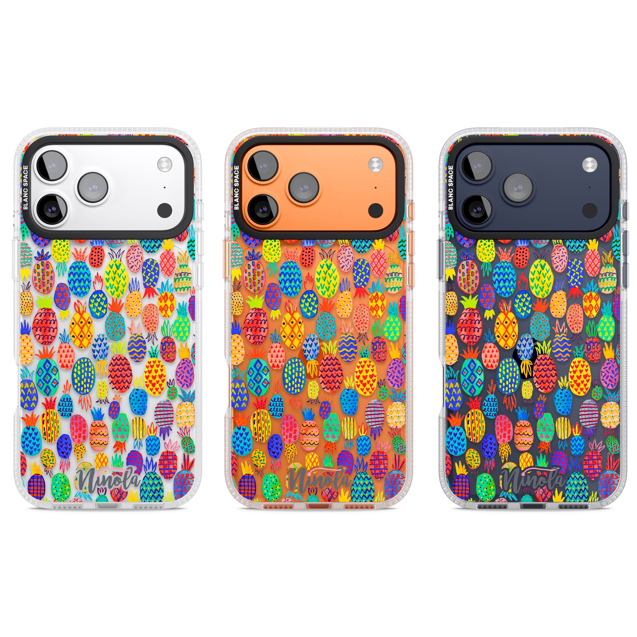 Vibrant Pineapple Pattern iPhone 17 Pro Impact Air Clear Phone Case APT Impact Protection