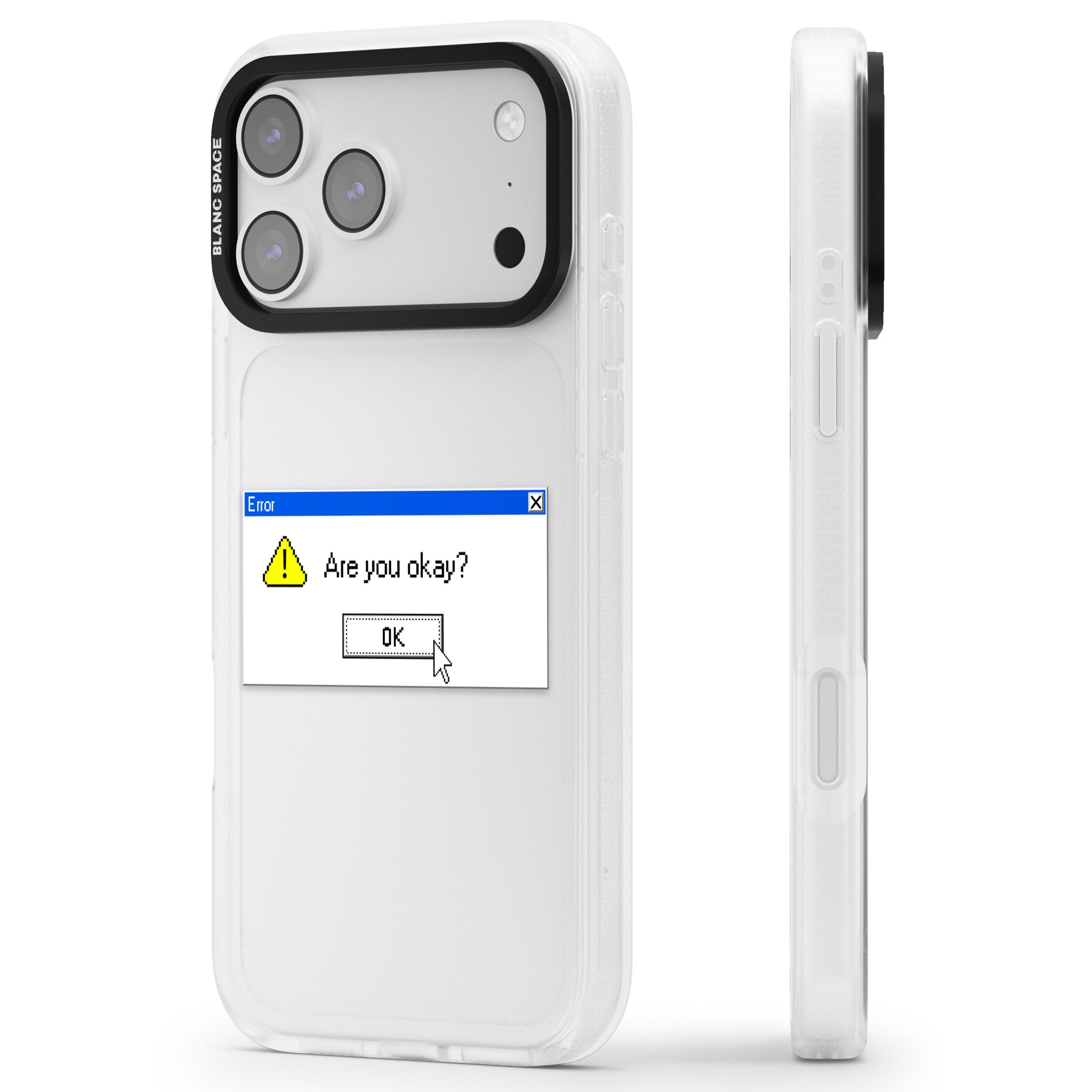 Are You Okay Exe iPhone 17 Pro Impact Air Clear Phone Case Side Profile