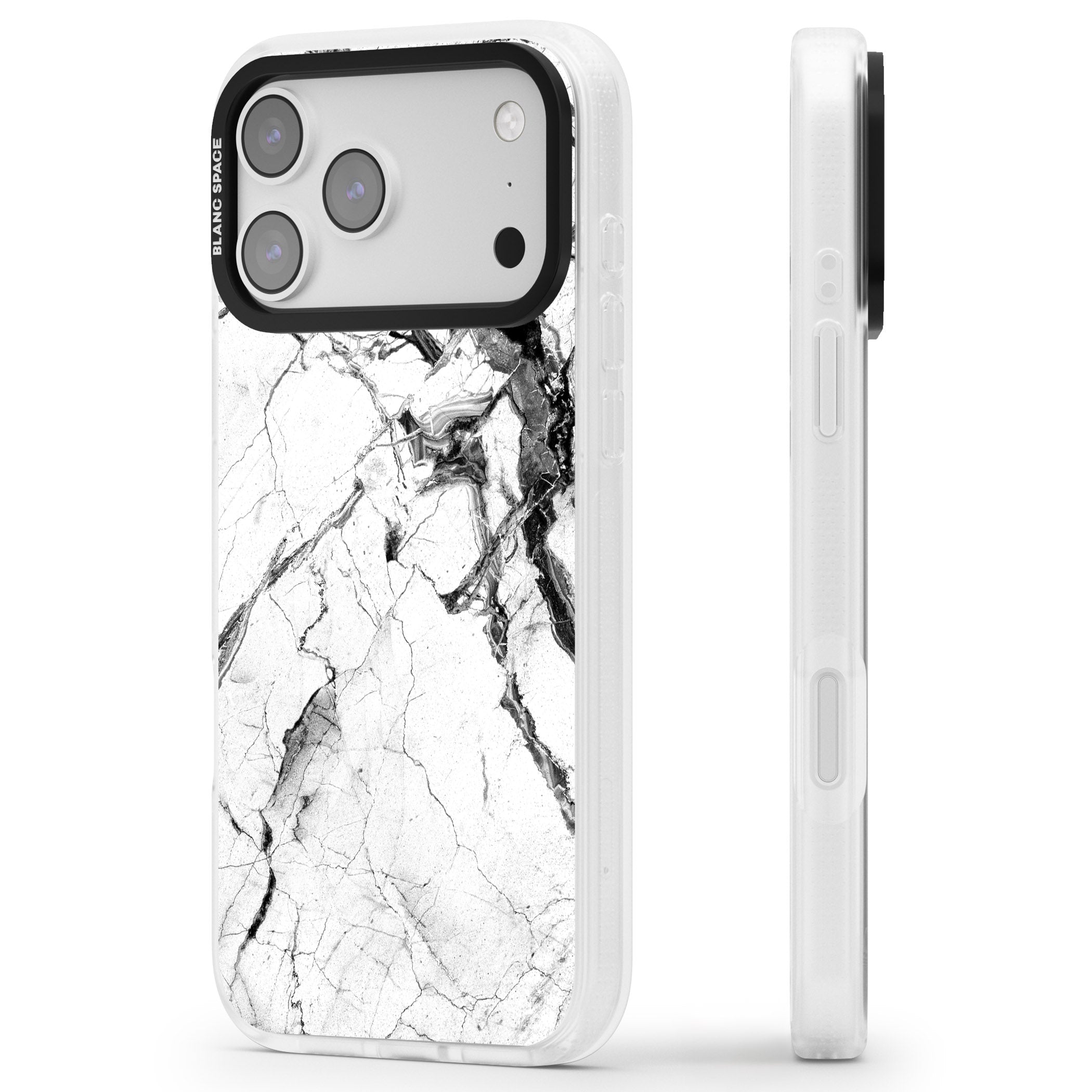 Storm Marble iPhone 17 Pro Impact Air Clear Phone Case Side Profile