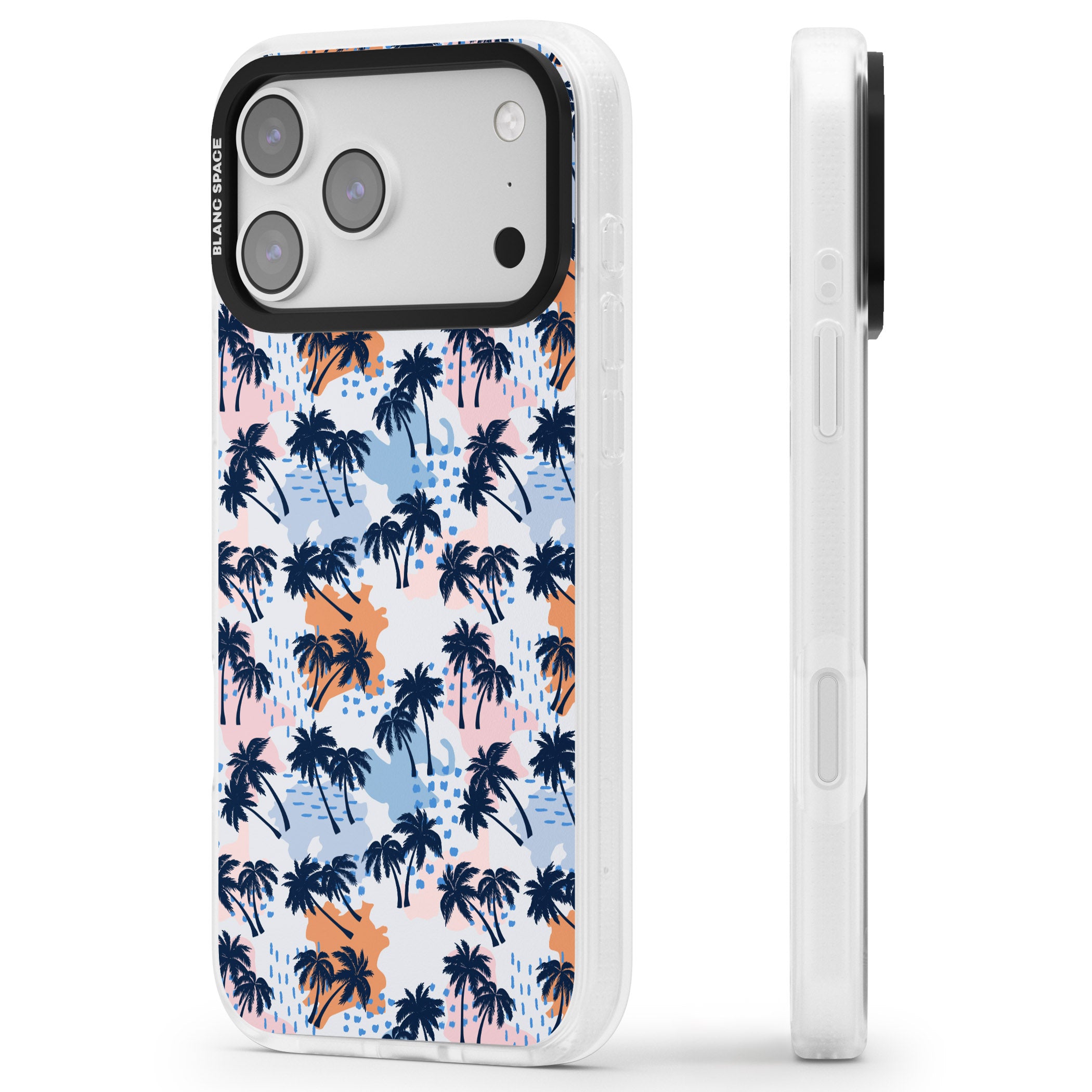 Tropical Vibes Palm iPhone 17 Pro Impact Air Clear Phone Case Side Profile