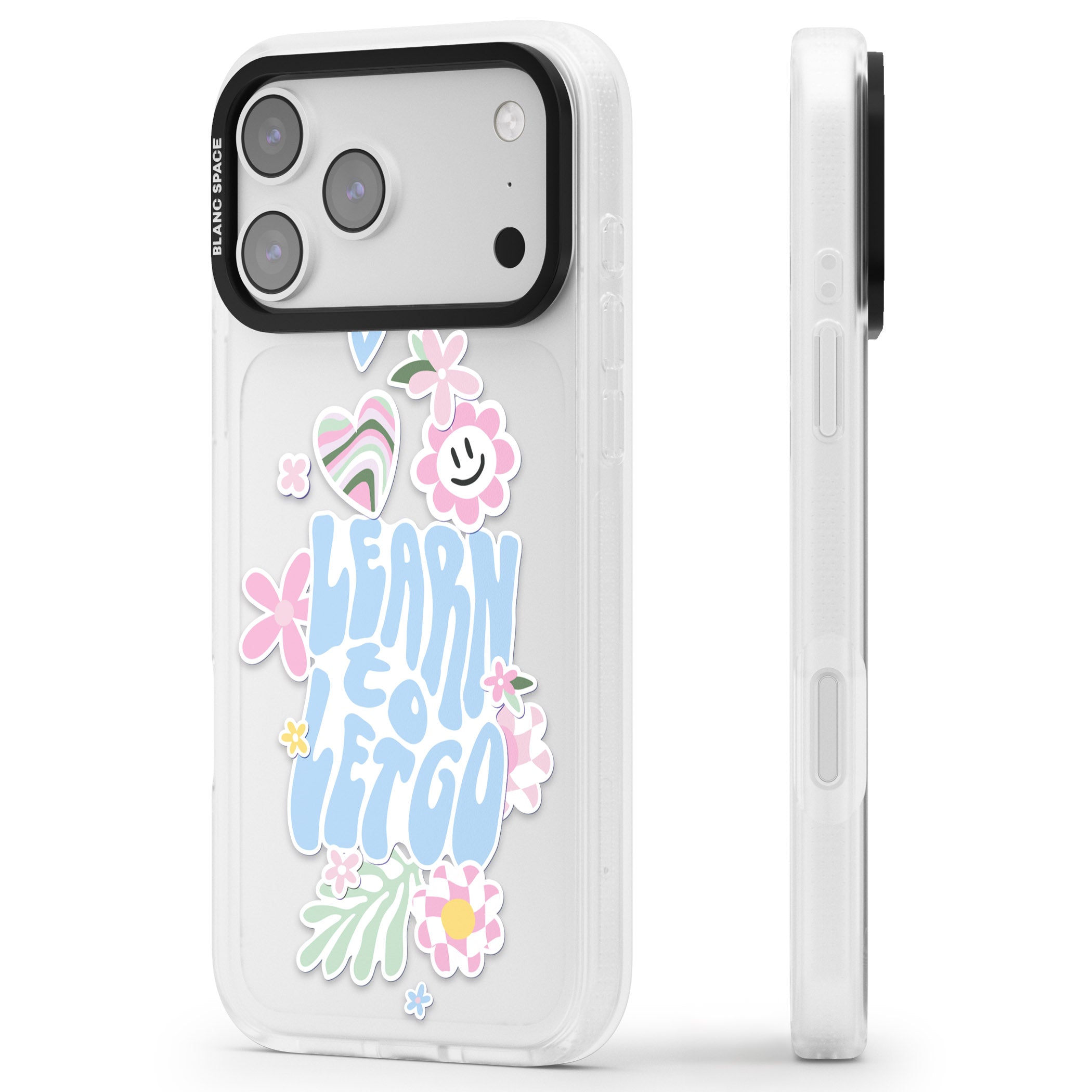 Learn To Let Go iPhone 17 Pro Impact Air Clear Phone Case Side Profile