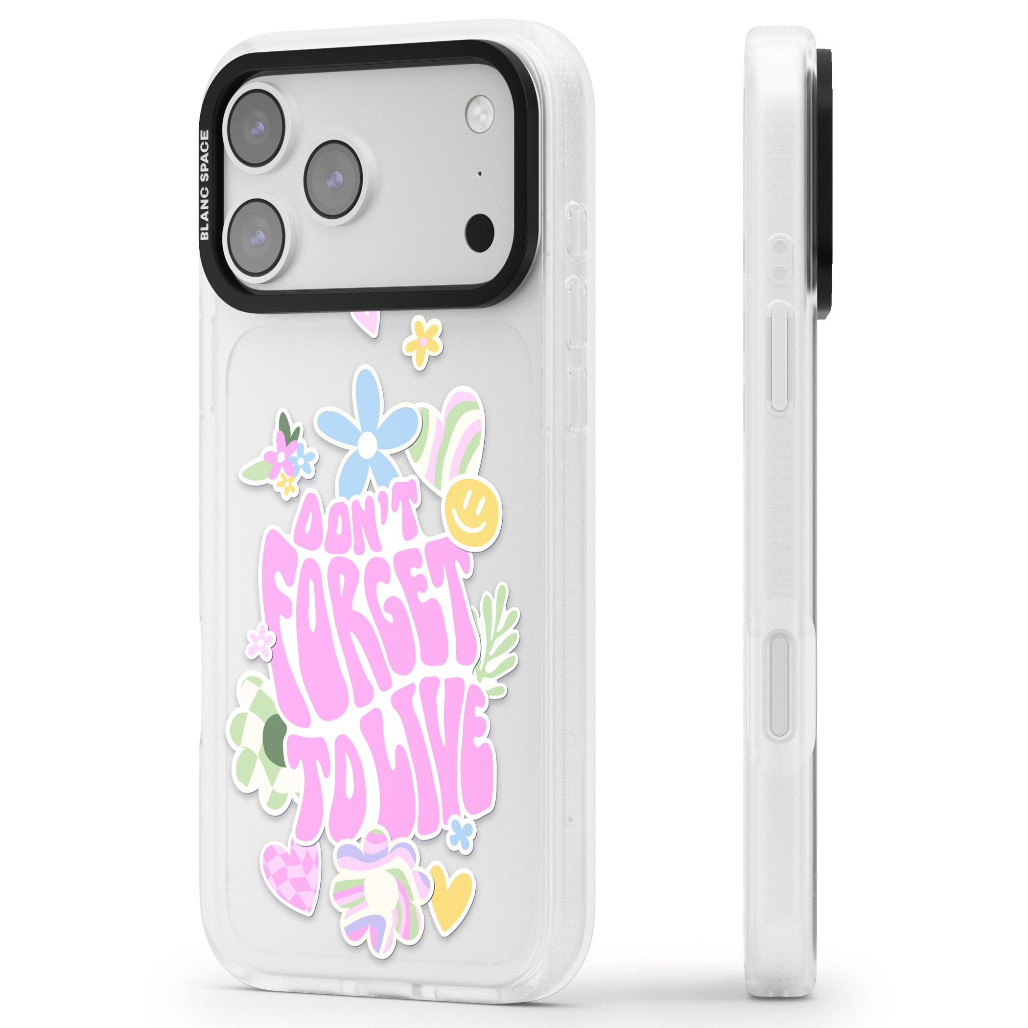 Don'T Forget To Live iPhone 17 Pro Impact Air Clear Phone Case Side Profile