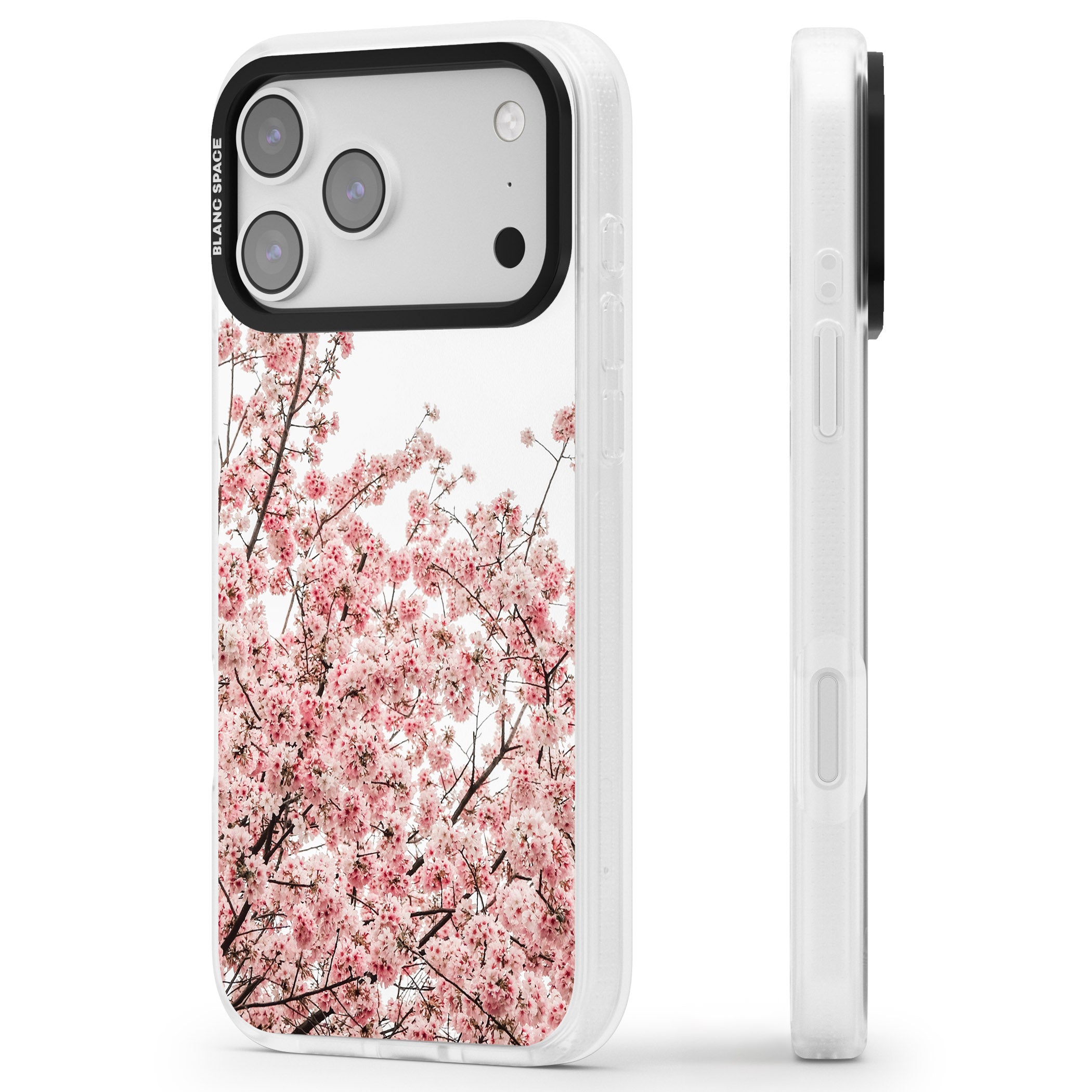 Cherry Blossom Bloom iPhone 17 Pro Impact Air Clear Phone Case Side Profile