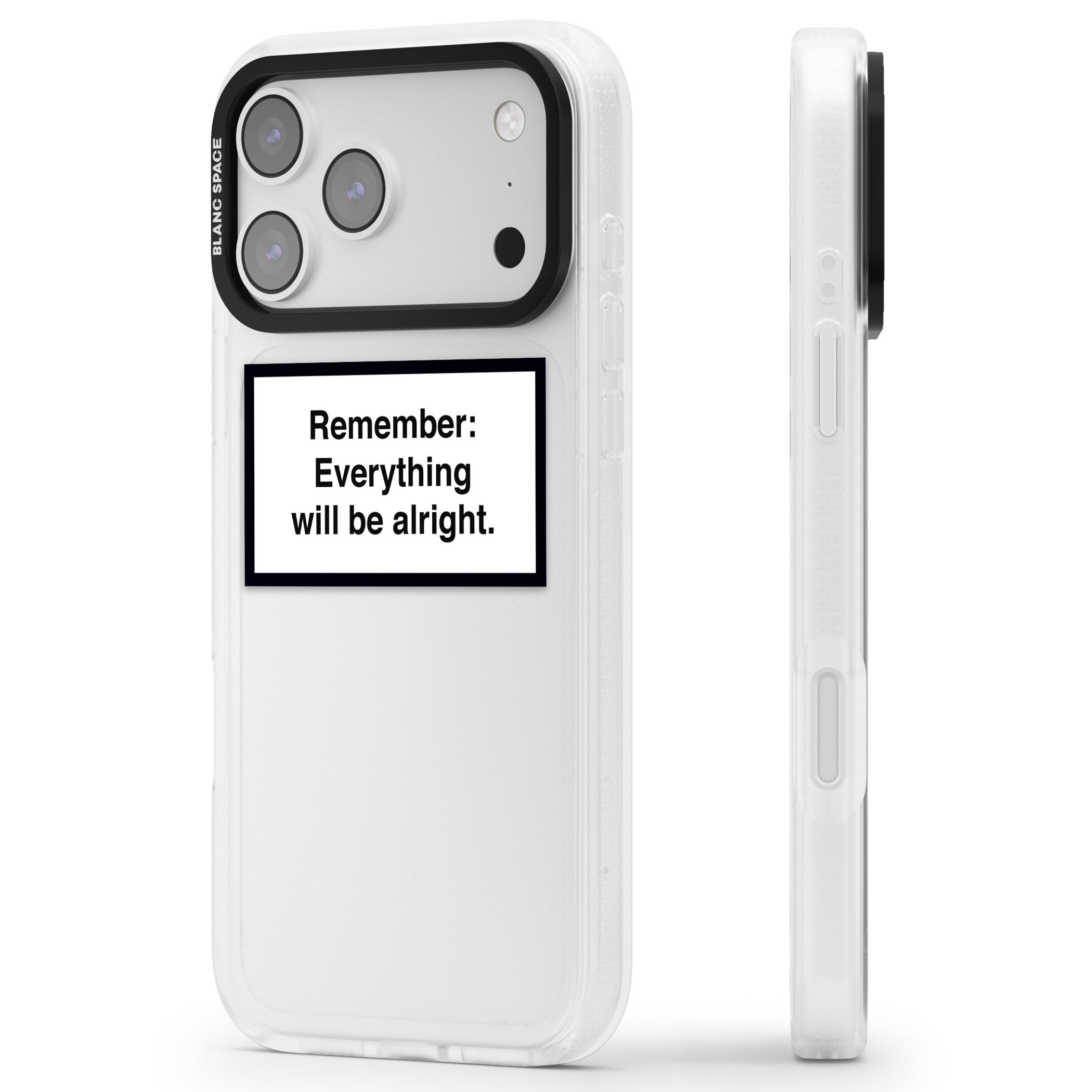 Everything Will Be Alright iPhone 17 Pro Impact Air Clear Phone Case Side Profile