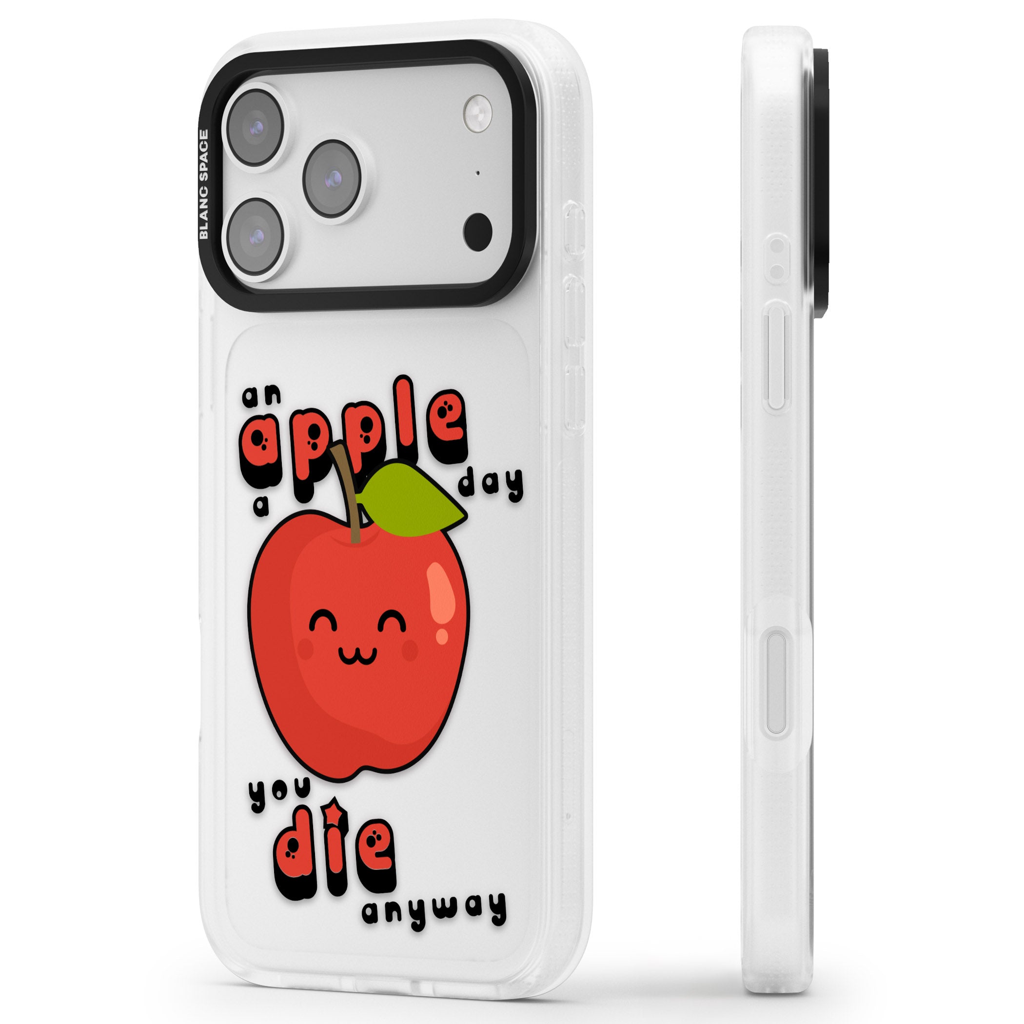 An Apple A Day iPhone 17 Pro Impact Air Clear Phone Case Side Profile
