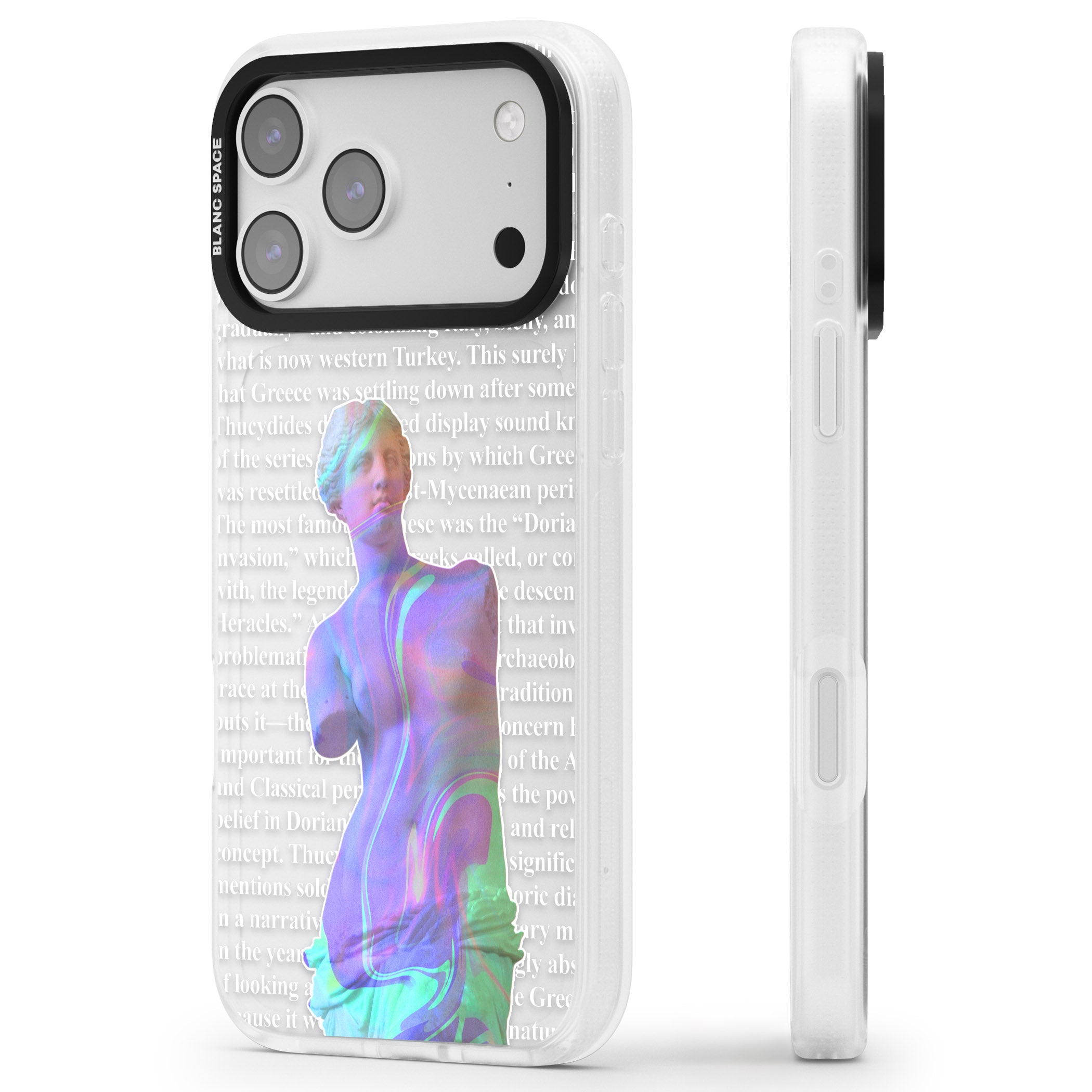 Iridescent De Milo iPhone 17 Pro Impact Air Clear Phone Case Side Profile
