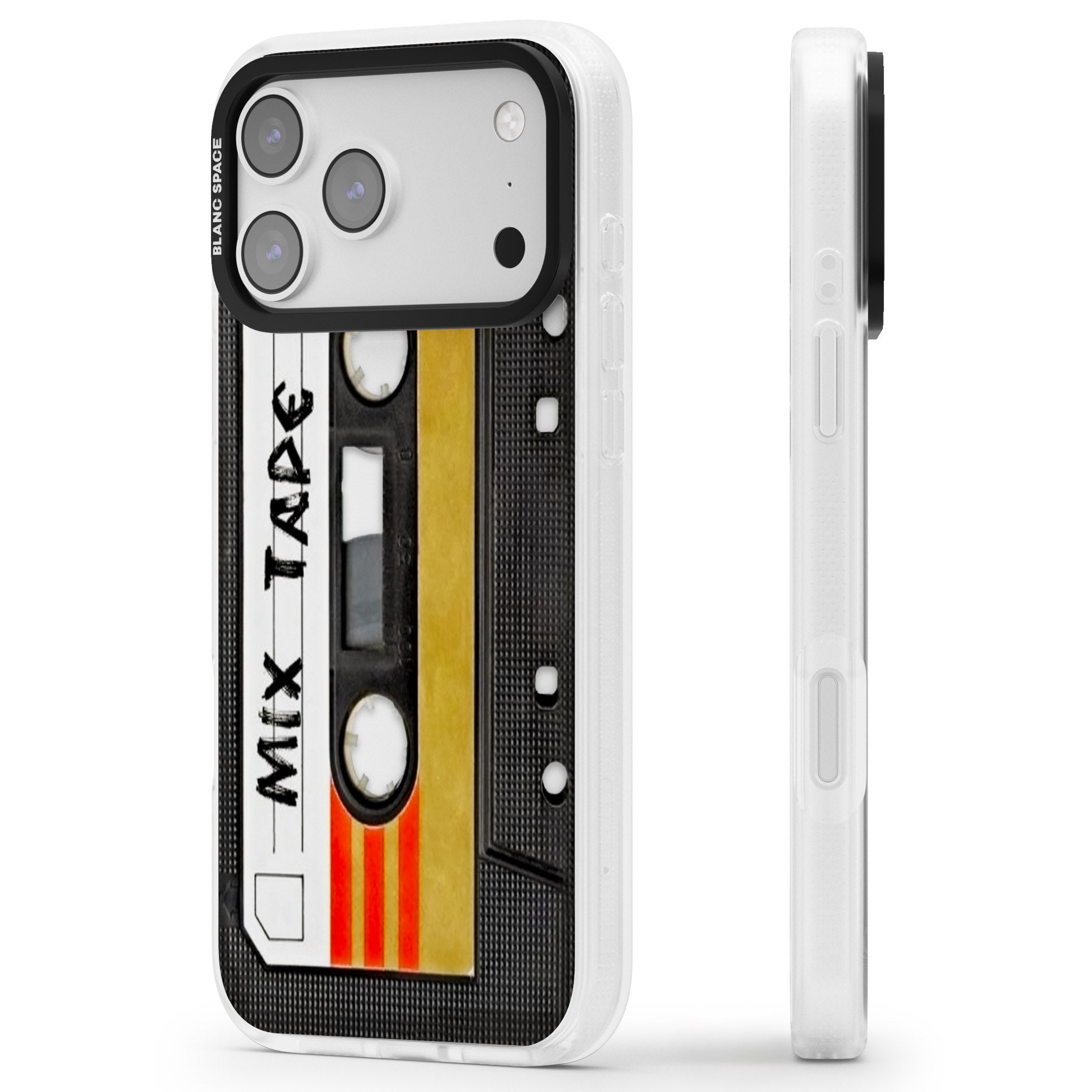 Retro Mix Tape iPhone 17 Pro Impact Air Clear Phone Case Side Profile