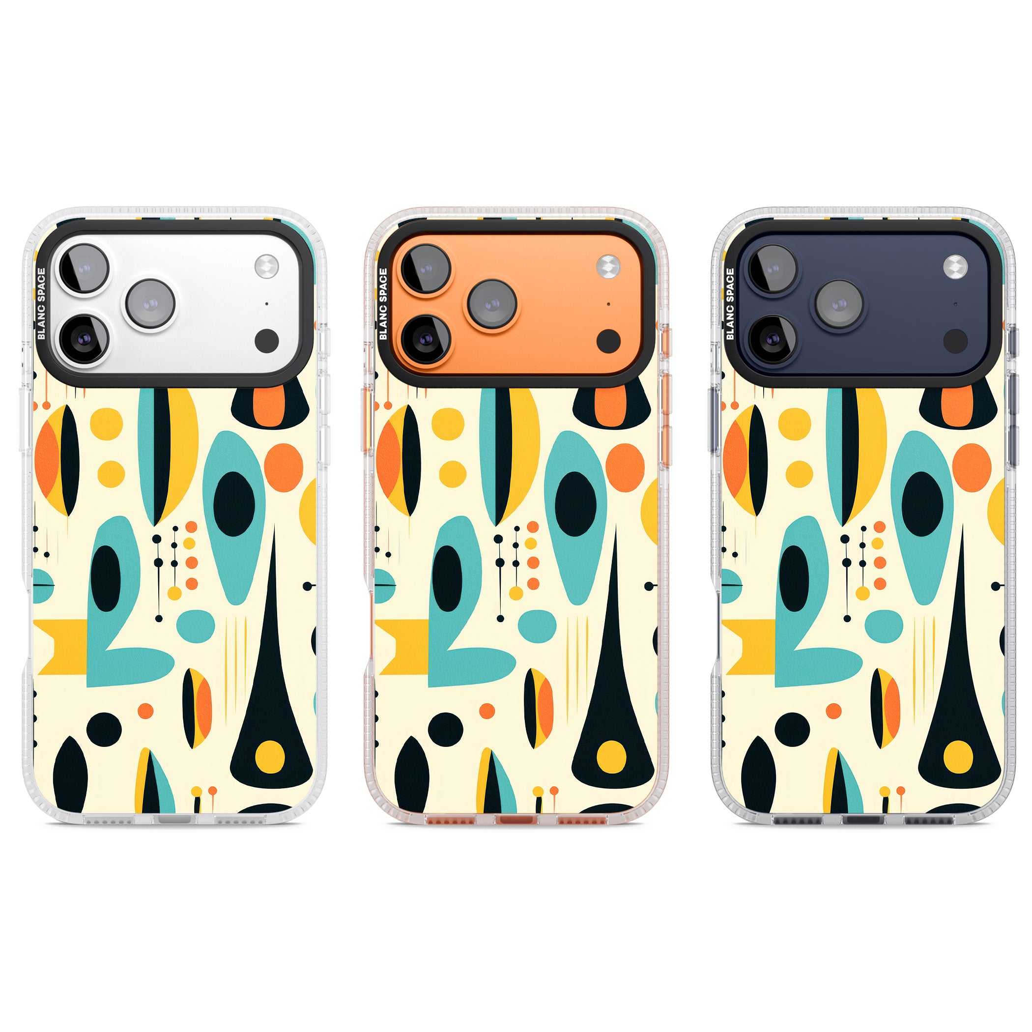 Mid Century Atomic Pattern iPhone 17 Pro Impact Air Clear Phone Case APT Impact Protection