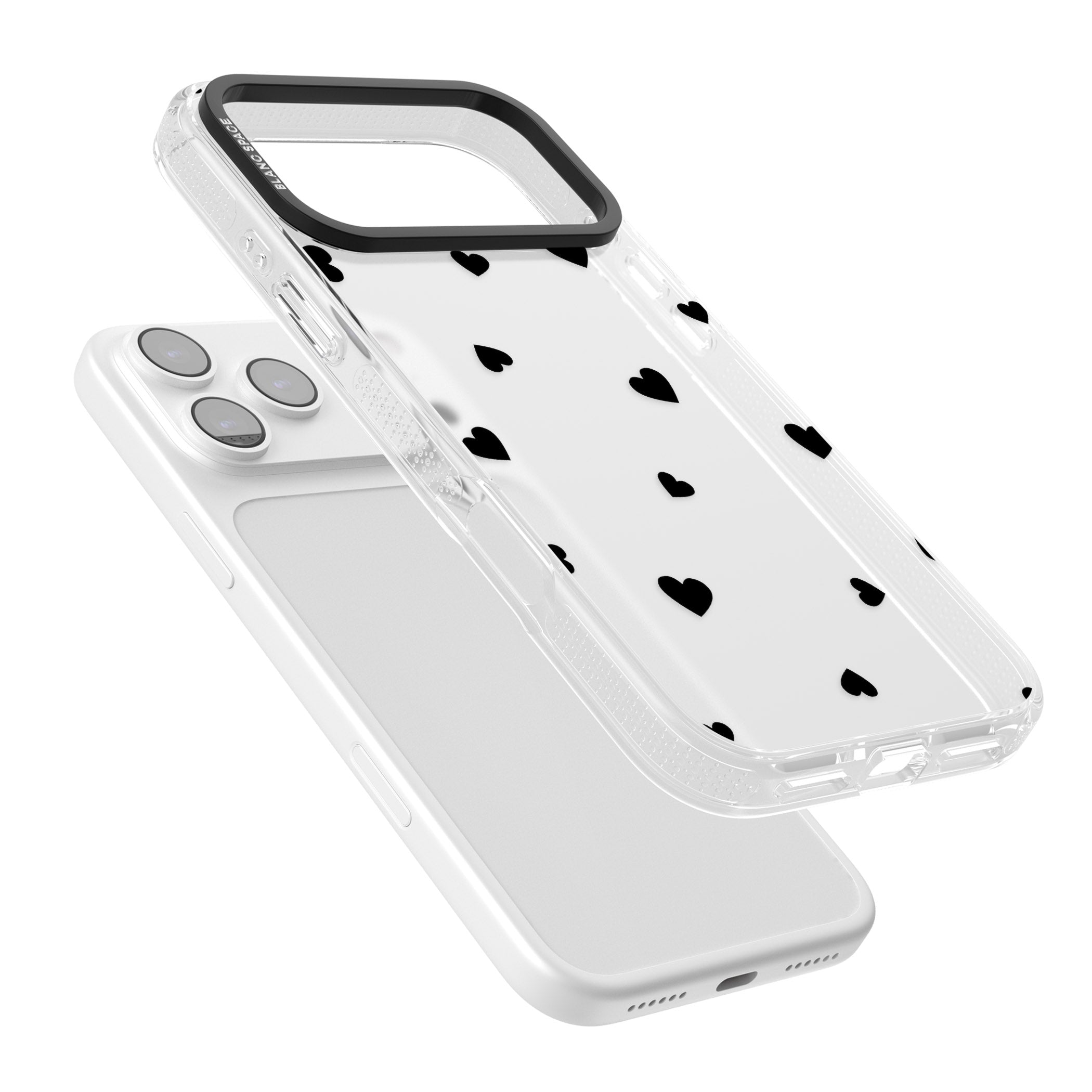 Black Hearts iPhone 17 Pro Impact Air Clear Phone Case Colours
