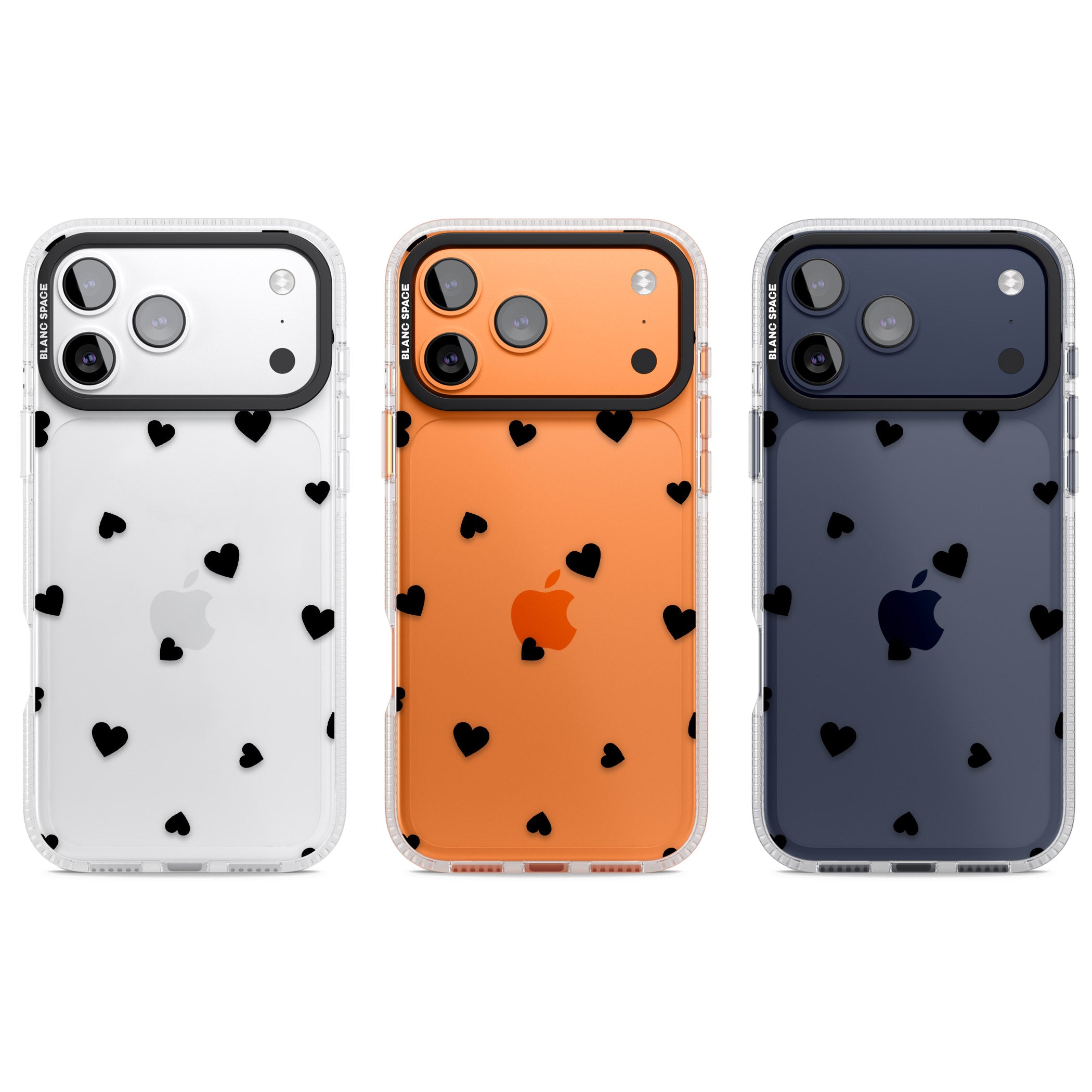 Black Hearts iPhone 17 Pro Impact Air Clear Phone Case APT Impact Protection