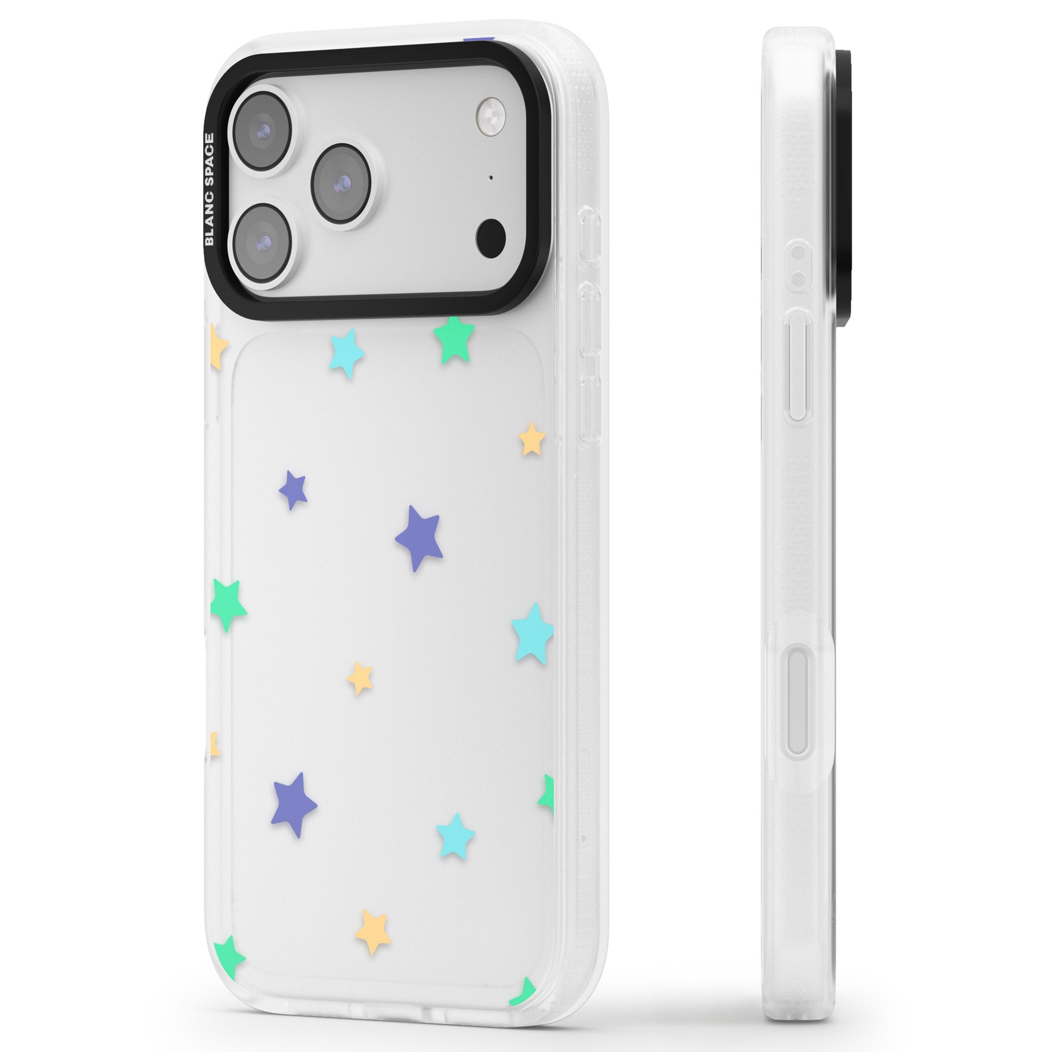 Pastel Star Pattern iPhone 17 Pro Impact Air Clear Phone Case Side Profile