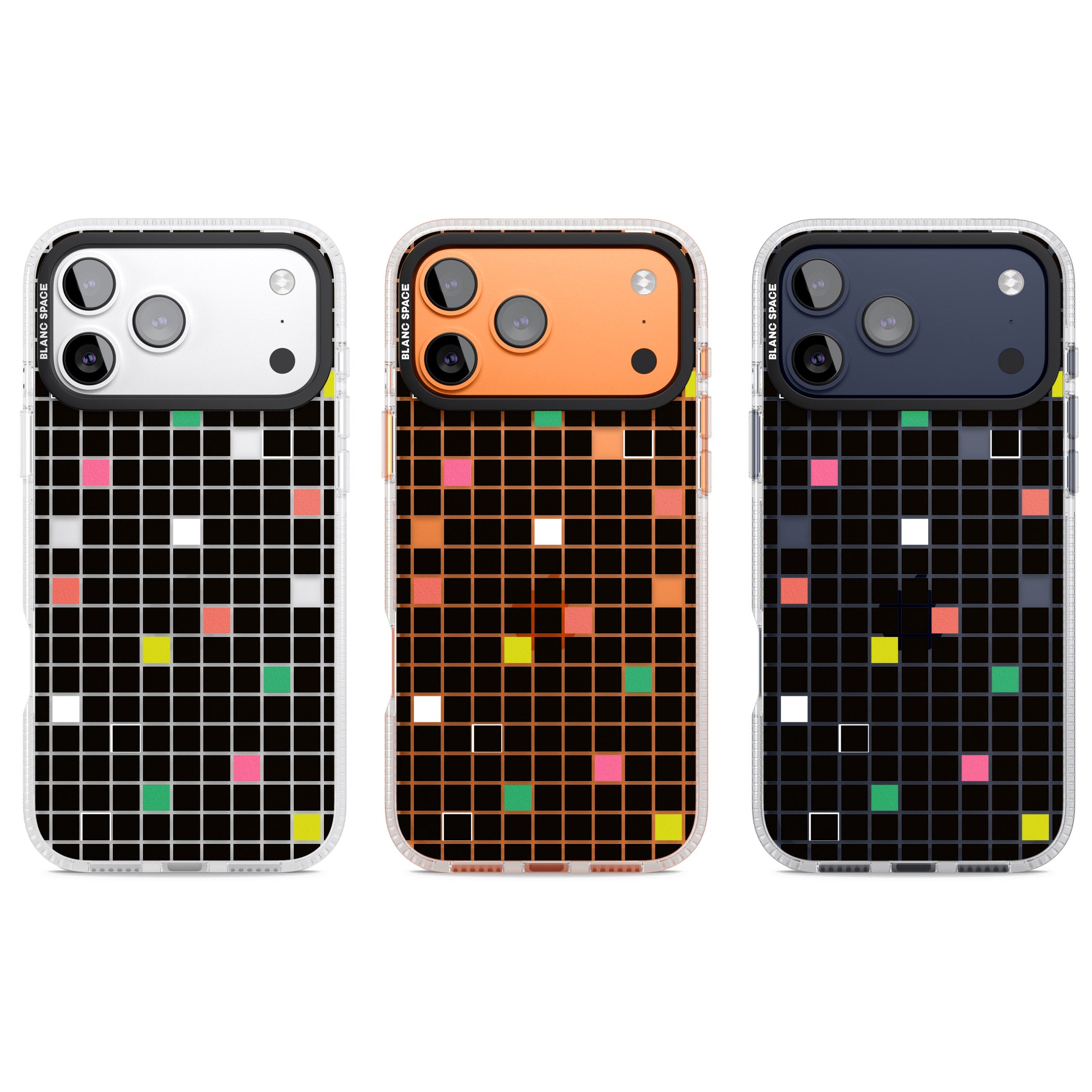 Vibrant Black Geometric Grid iPhone 17 Pro Impact Air Clear Phone Case APT Impact Protection
