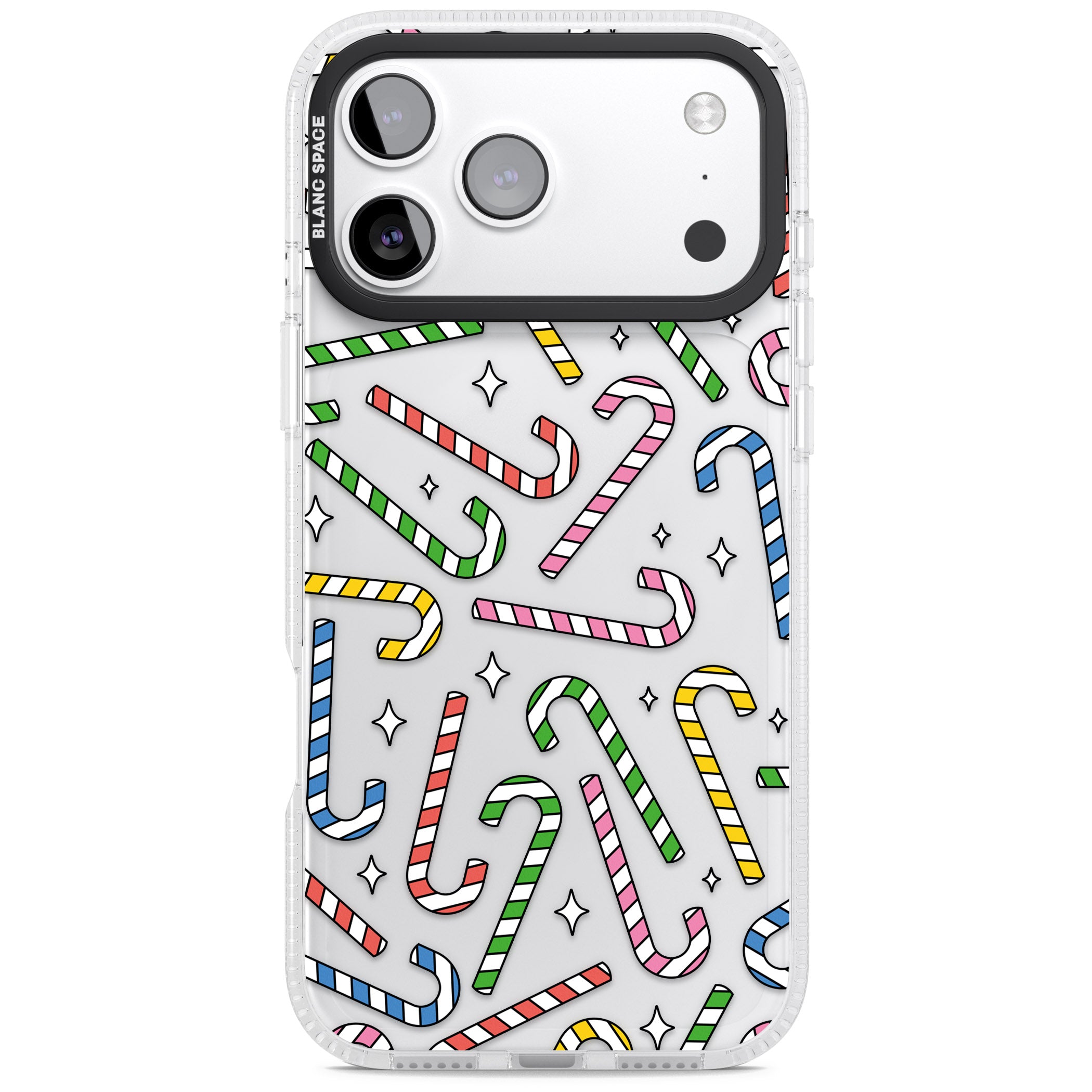 Colourful Stars & Candy Canes iPhone 17 Pro Impact Air Clear Phone Case