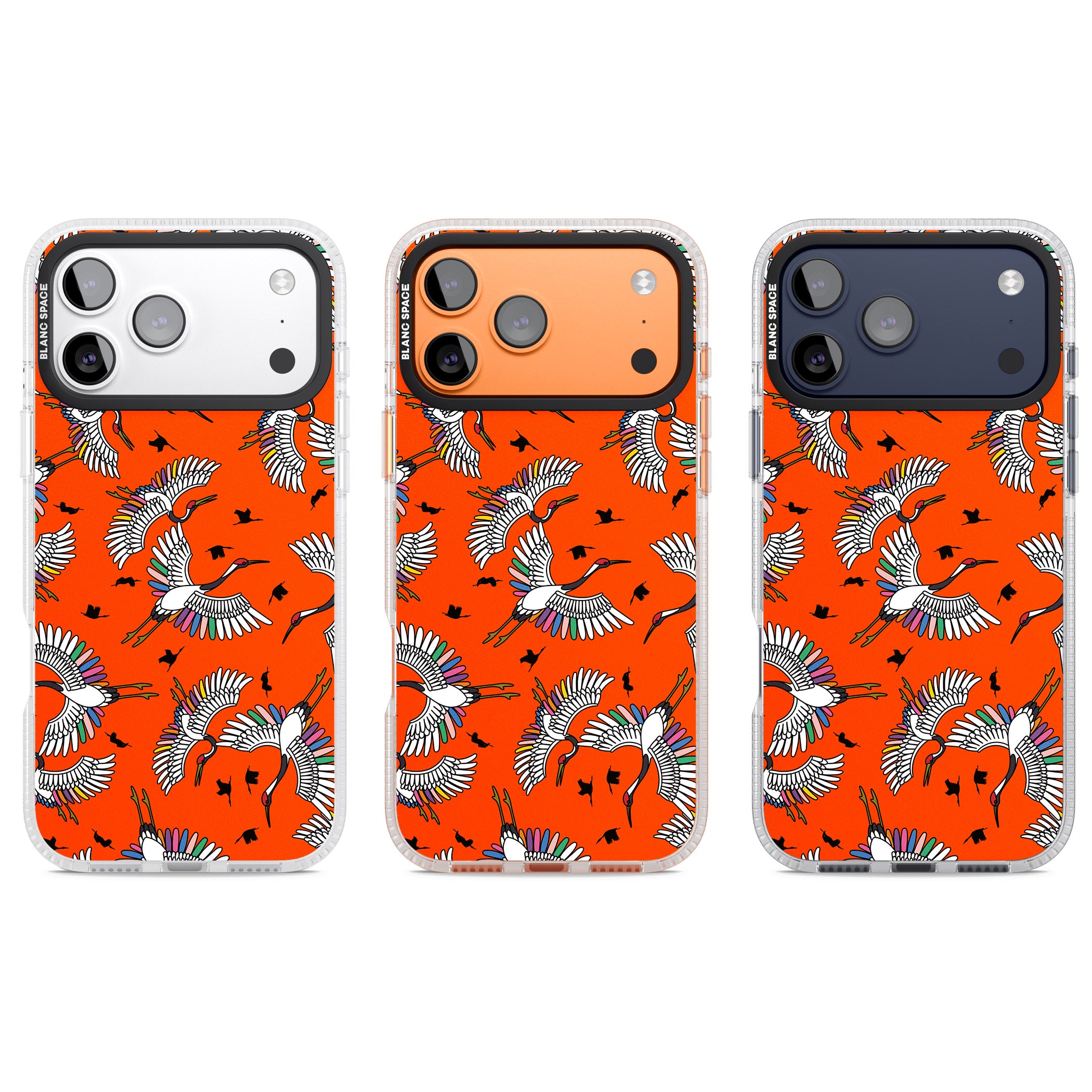 Colourful Crane Pattern (Orange) iPhone 17 Pro Impact Air Clear Phone Case APT Impact Protection