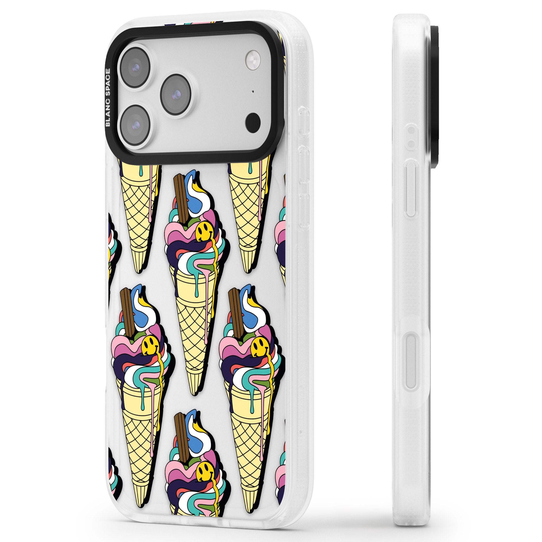 Trip & Drip Ice Cream iPhone 17 Pro Impact Air Clear Phone Case Side Profile