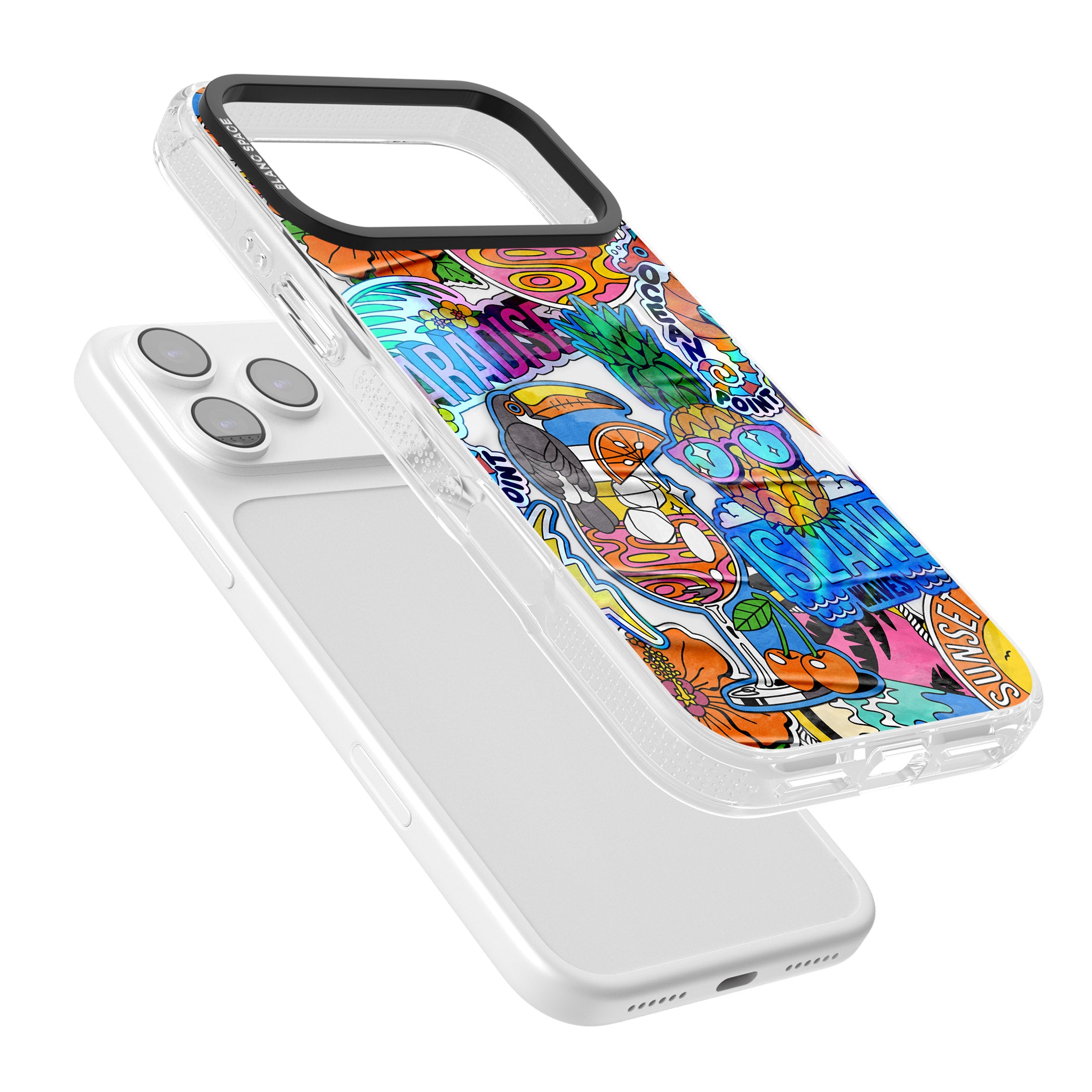 Tropical Vibes Collage iPhone 17 Pro Impact Air Clear Phone Case Colours