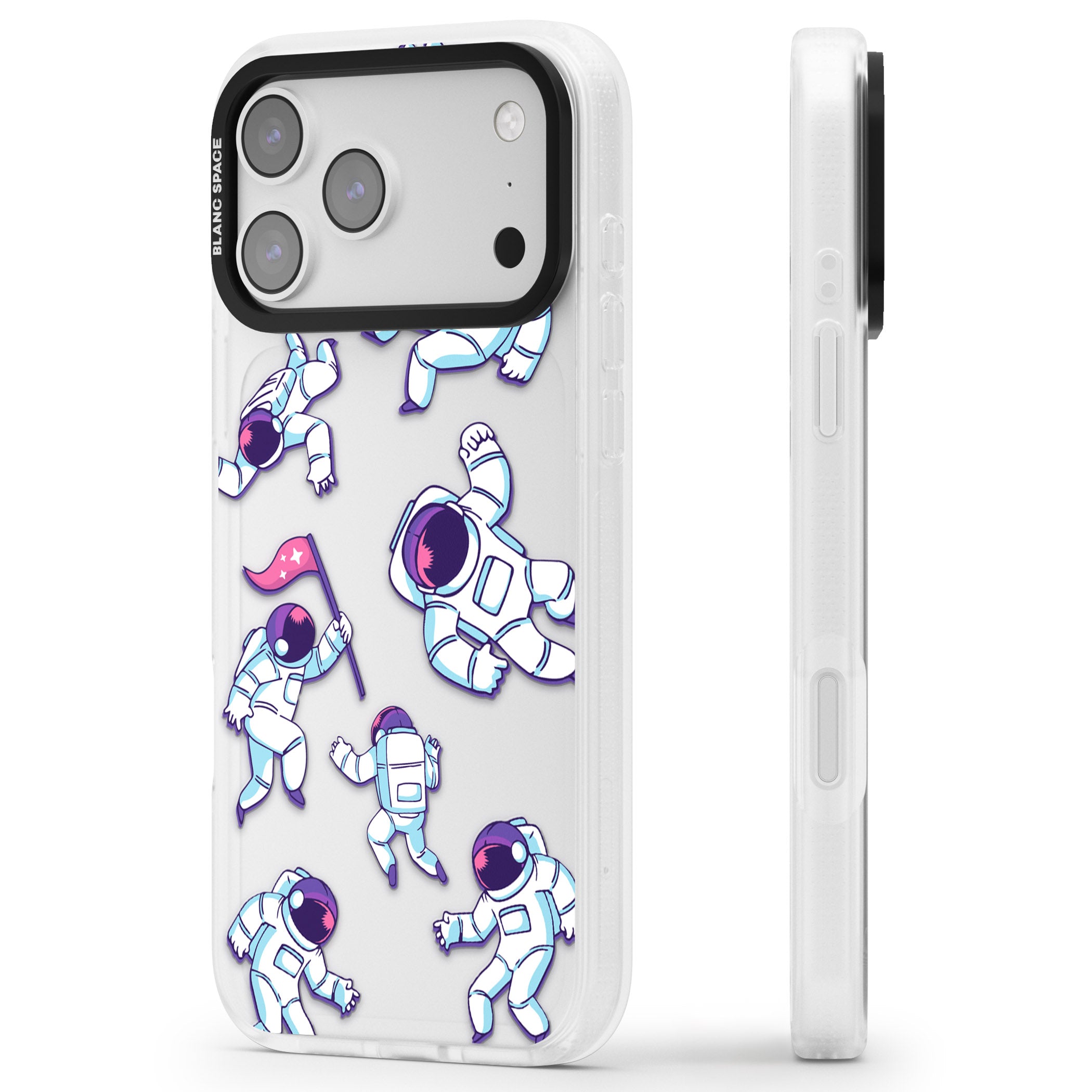 Astronaut Pattern iPhone 17 Pro Impact Air Clear Phone Case Side Profile