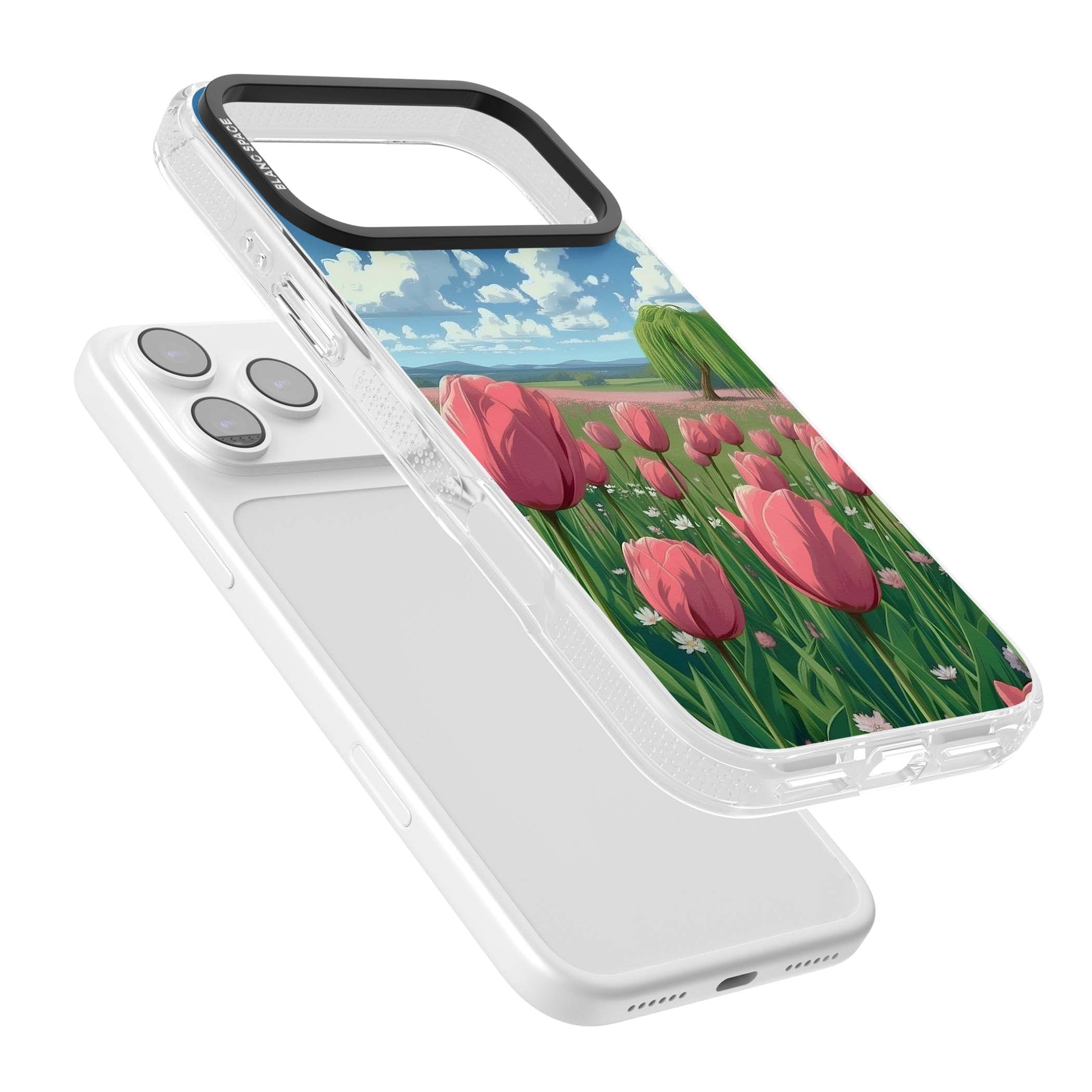 Willow By The Pink Tulips floral iPhone case | Clear Case Impact Air case for iPhone 17 Pro, iPhone 17 Pro Max