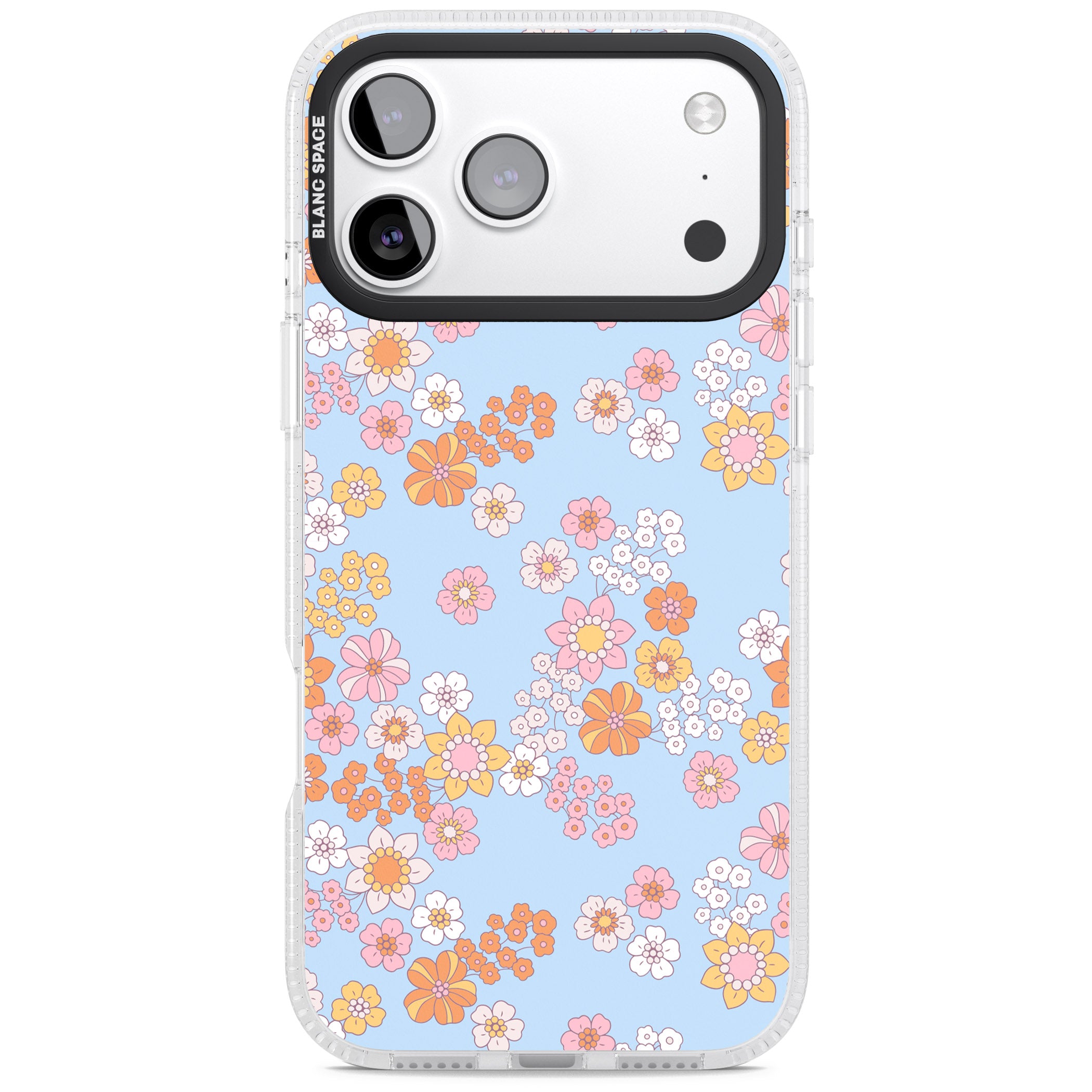 Lake Blue Flower Mix iPhone 17 Pro Impact Air Clear Phone Case
