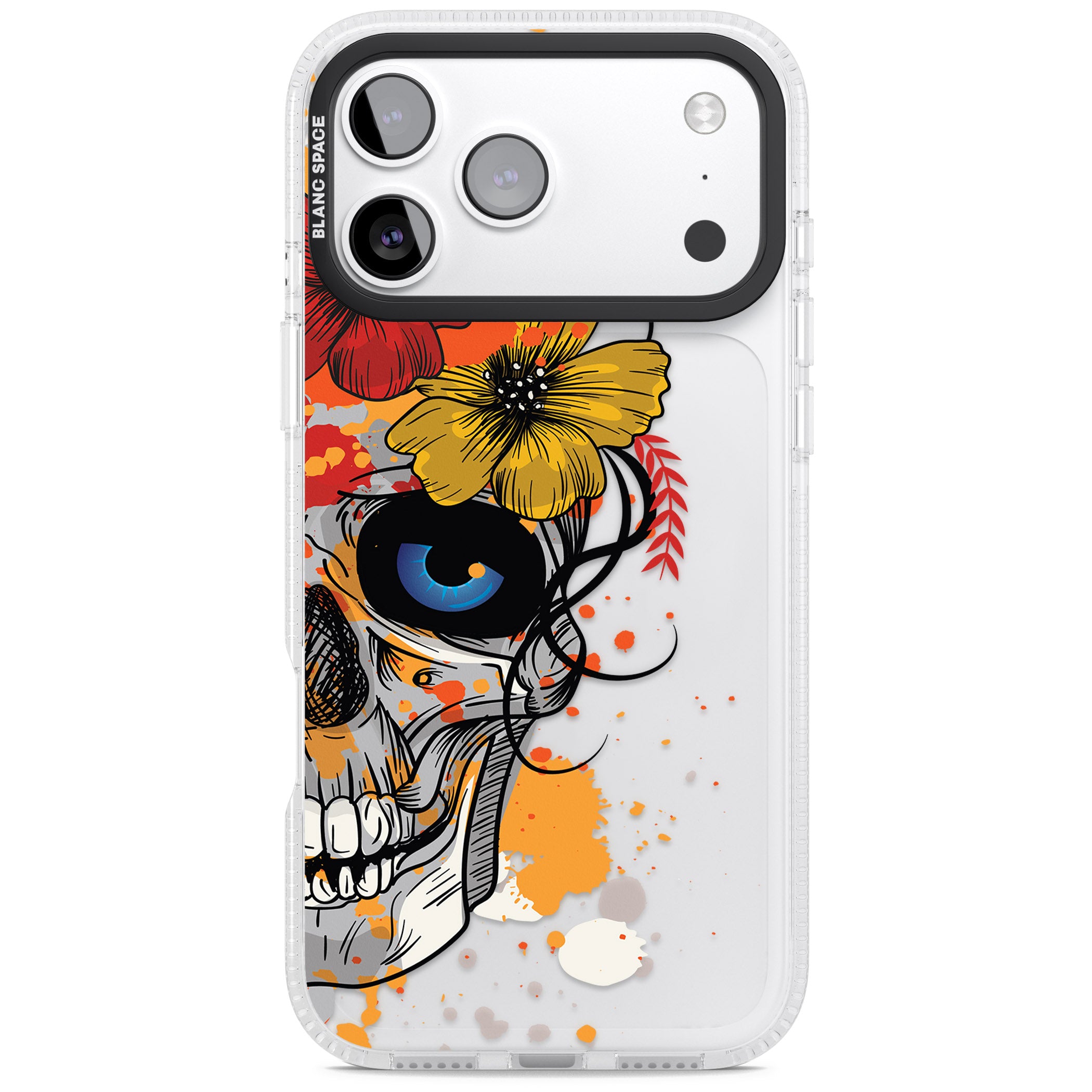 Sugar Skull Flowers iPhone 17 Pro Impact Air Clear Phone Case