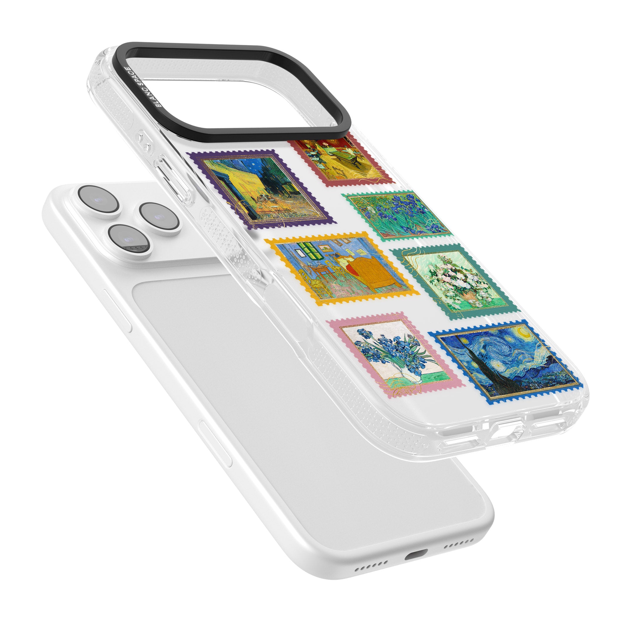 Colourful Vintage Art Stamps iPhone 17 Pro Impact Air Clear Phone Case Colours