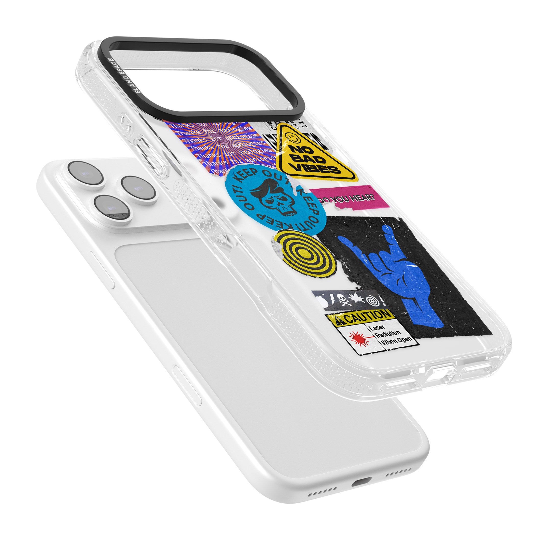 No Bad Vibes Sticker Mix iPhone 17 Pro Impact Air Clear Phone Case Colours