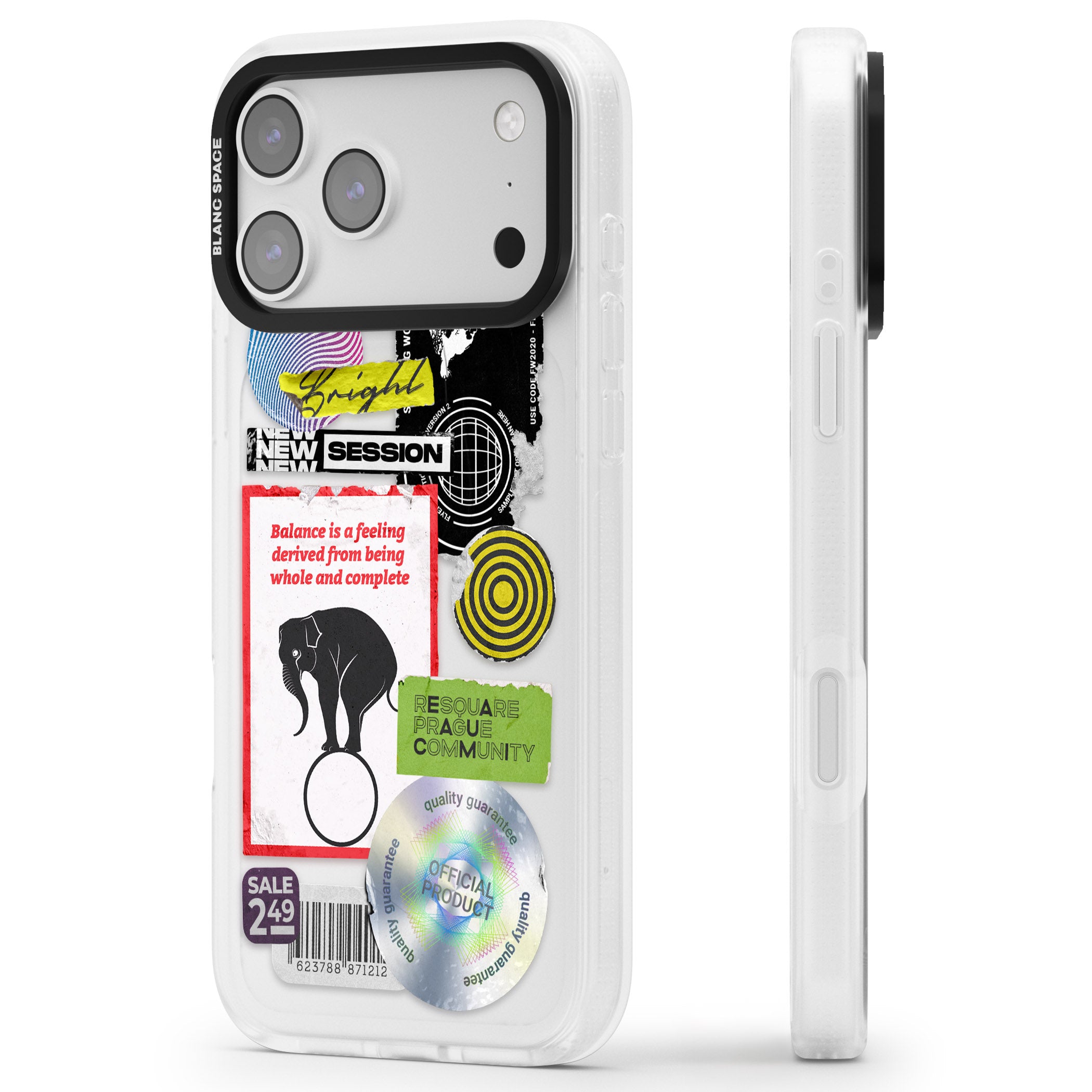 Peeled Sticker Mix iPhone 17 Pro Impact Air Clear Phone Case Side Profile
