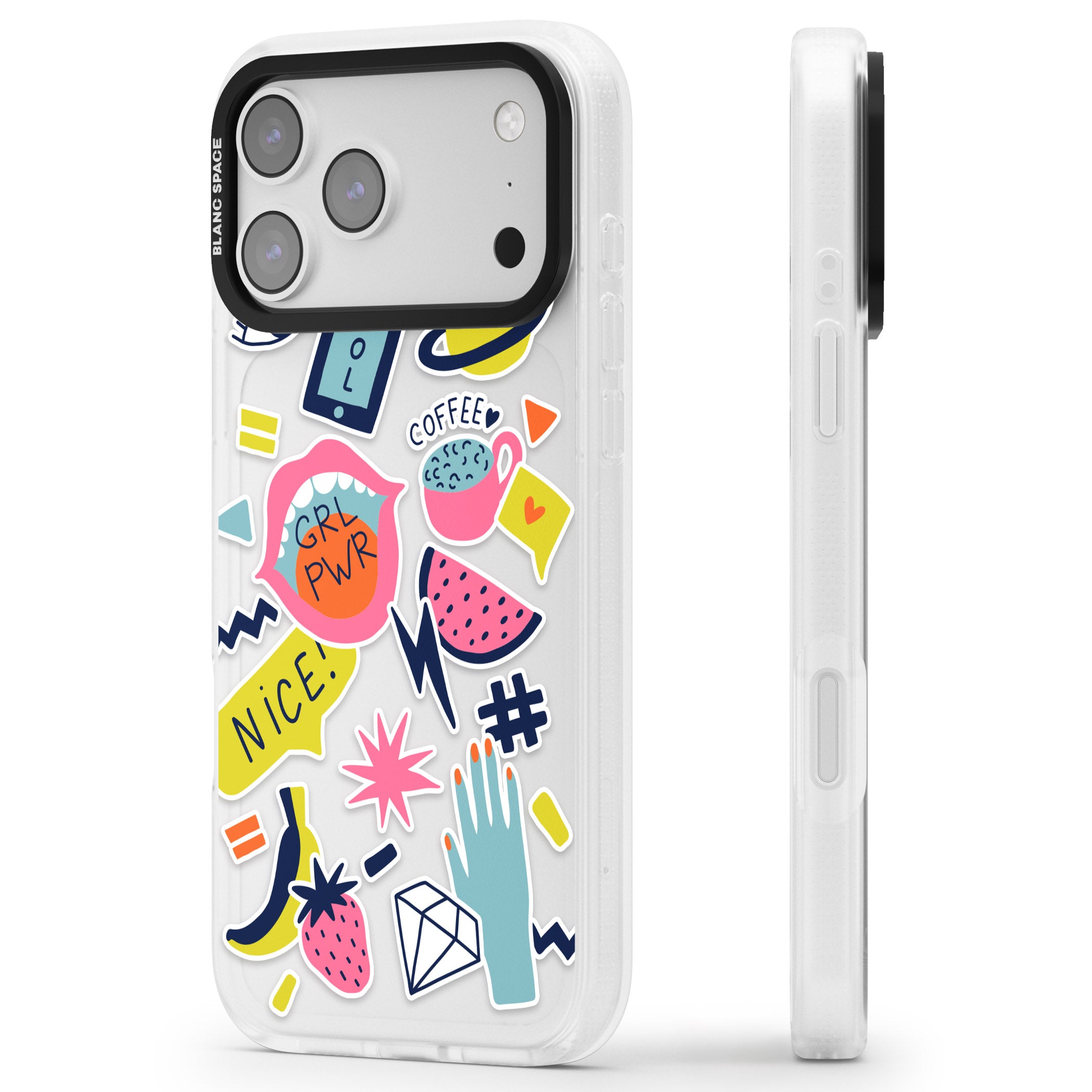 Grl Pwr iPhone 17 Pro Impact Air Clear Phone Case Side Profile