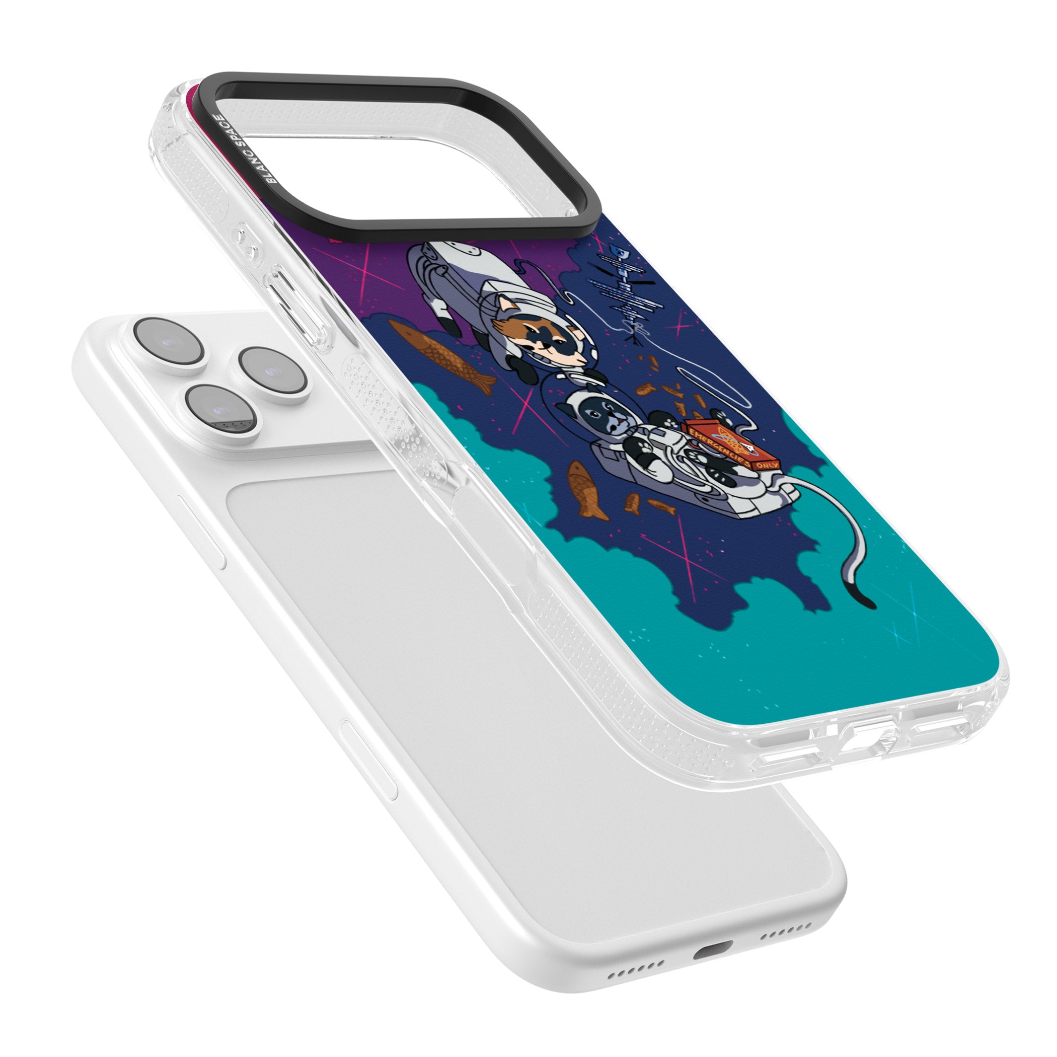 Cats In Space iPhone 17 Pro Impact Air Clear Phone Case Colours