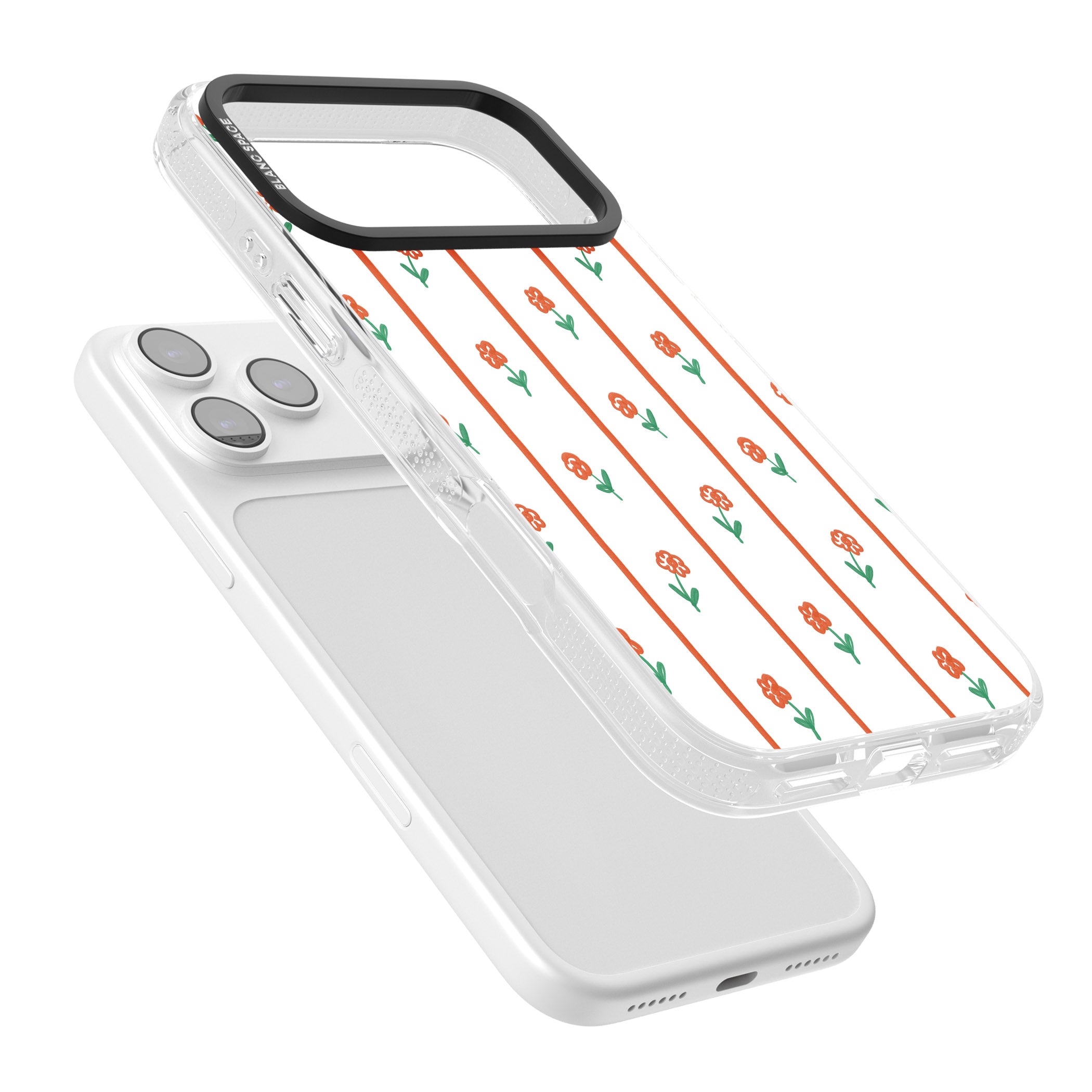 Minimal Floral Stripe iPhone 17 Pro Impact Air Clear Phone Case Colours