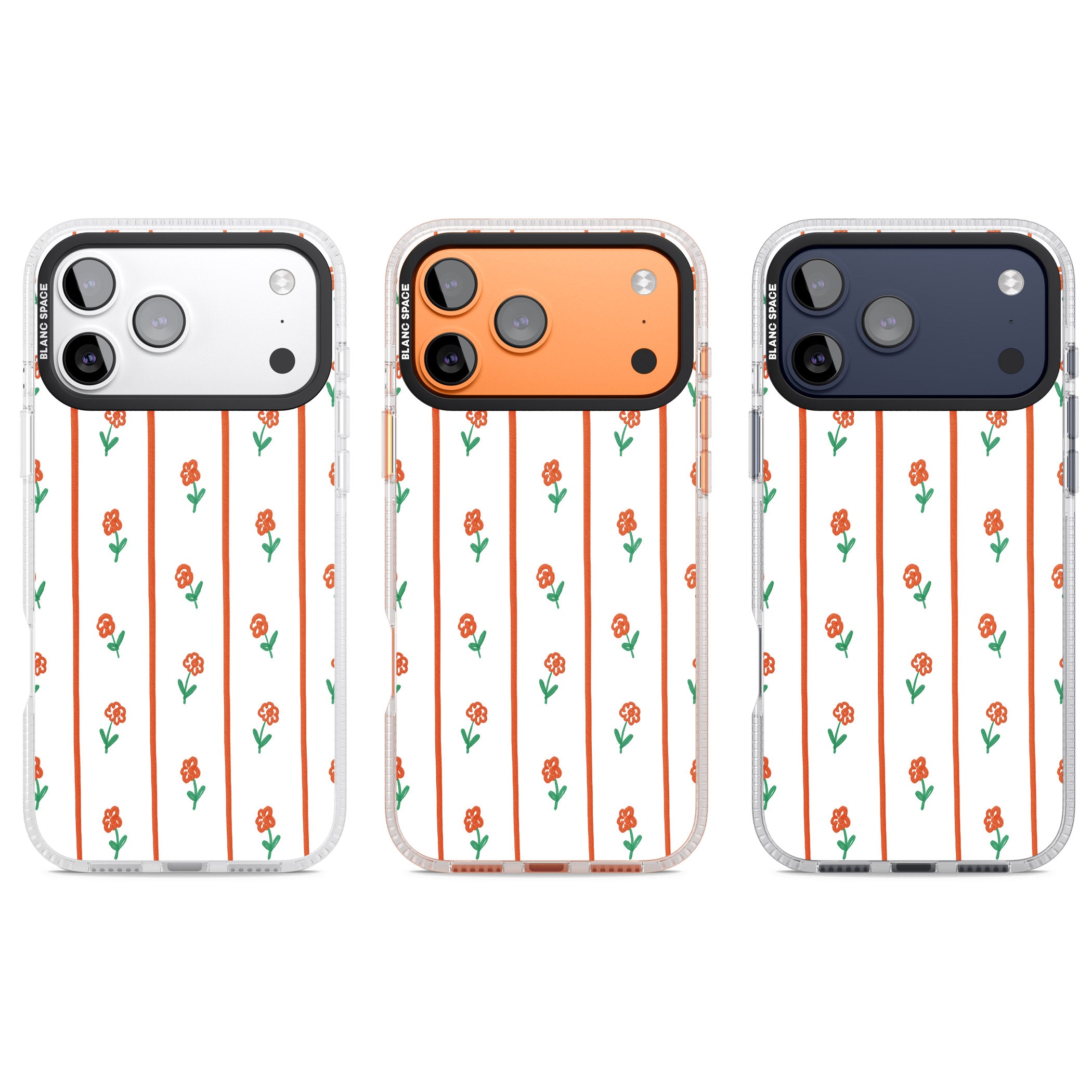 Minimal Floral Stripe iPhone 17 Pro Impact Air Clear Phone Case APT Impact Protection