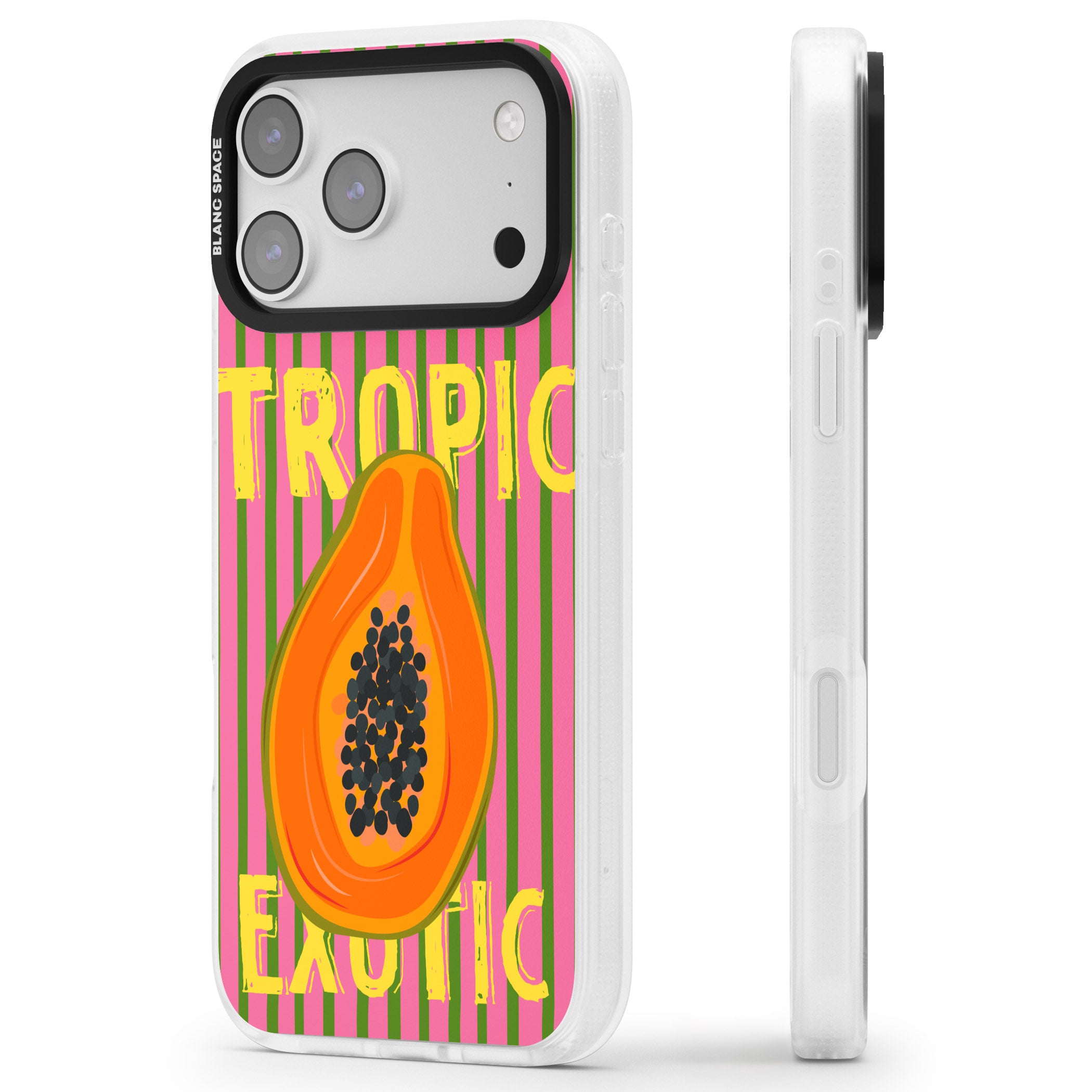 Tropic Exotic iPhone 17 Pro Impact Air Clear Phone Case Side Profile