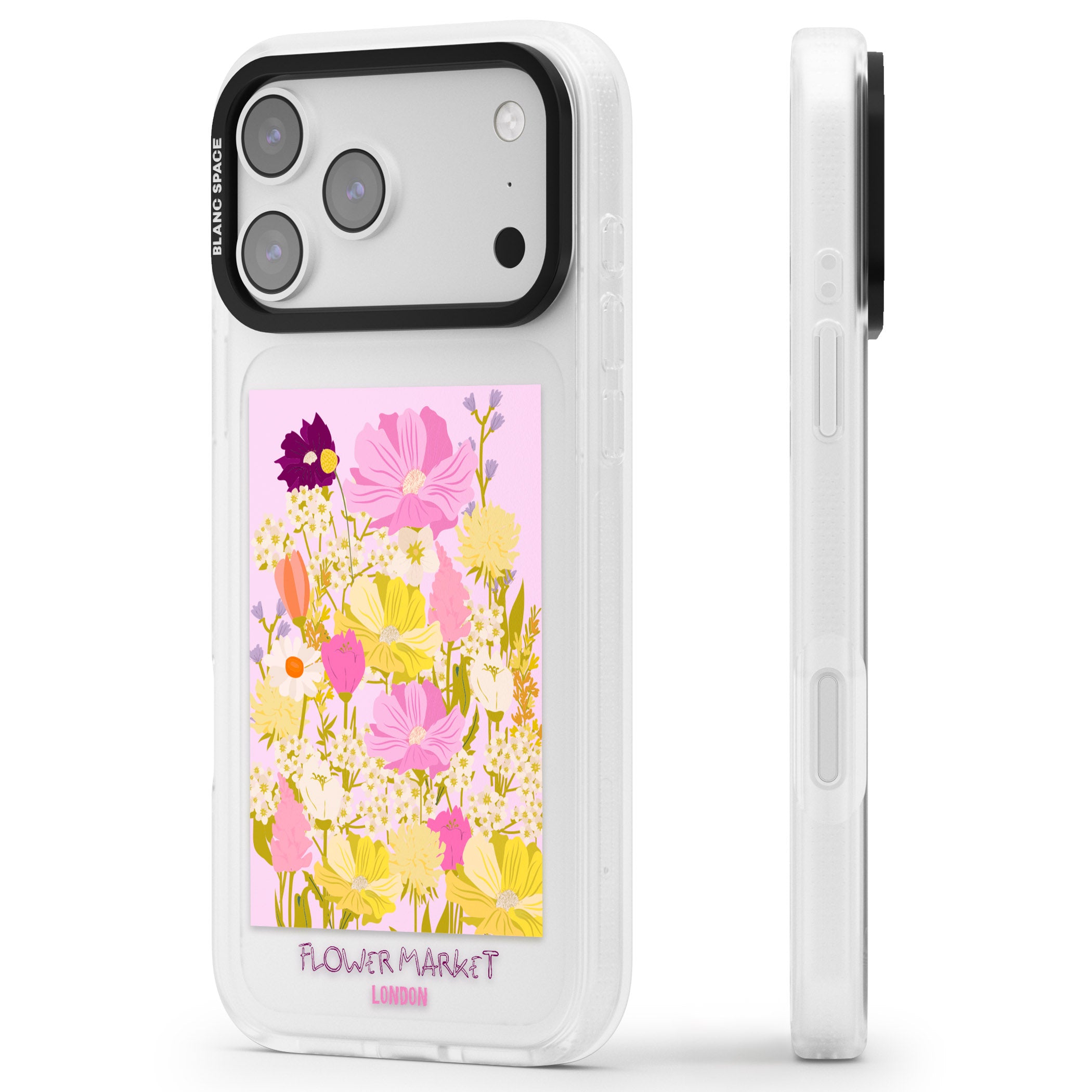 Flower Market iPhone 17 Pro Impact Air Clear Phone Case Side Profile