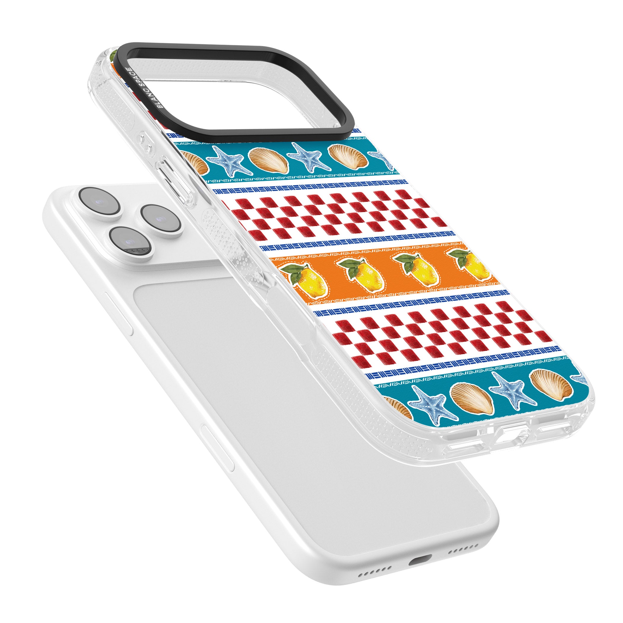 Coastal Italian Check Pattern iPhone 17 Pro Impact Air Clear Phone Case Colours