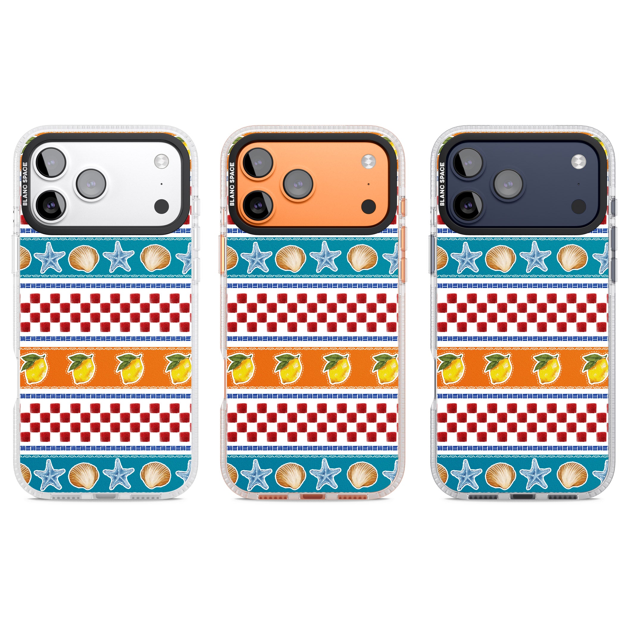 Coastal Italian Check Pattern iPhone 17 Pro Impact Air Clear Phone Case APT Impact Protection