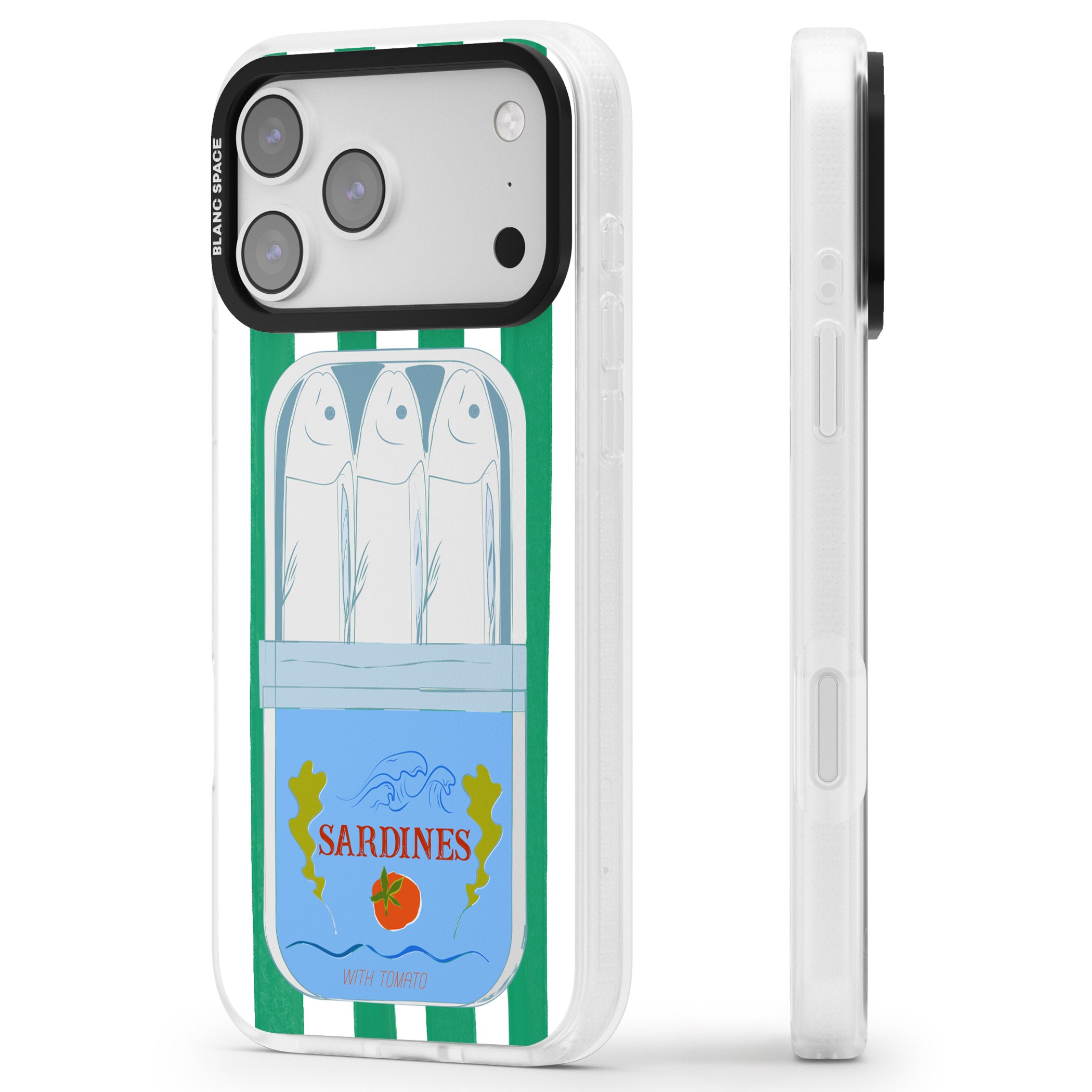 Italian Coastal Sardines iPhone 17 Pro Impact Air Clear Phone Case Side Profile