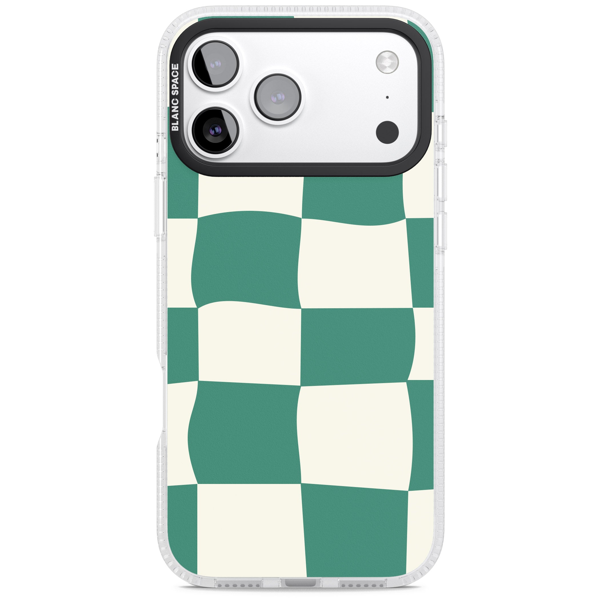 Green & Cream Wavy Check iPhone 17 Pro Impact Air Clear Phone Case