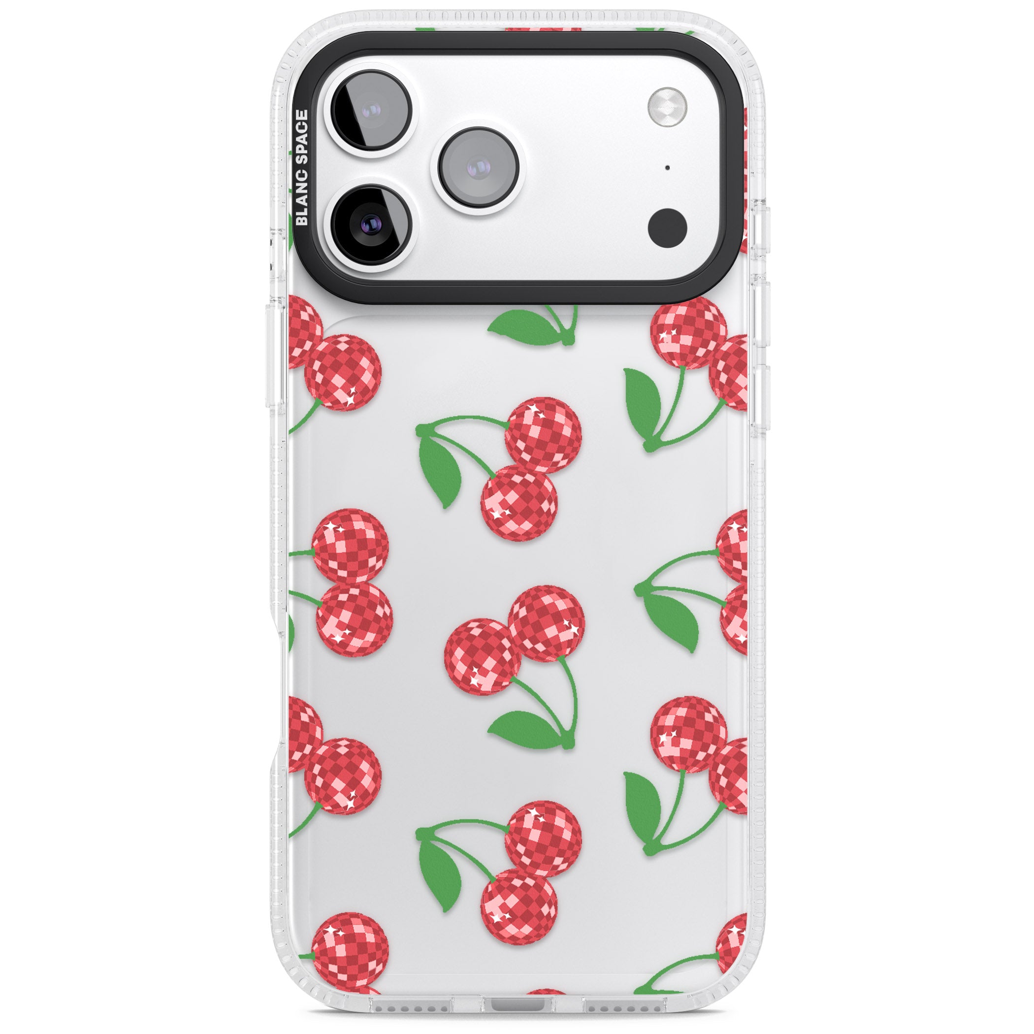 Disco Cherry Pattern iPhone 17 Pro Impact Air Clear Phone Case
