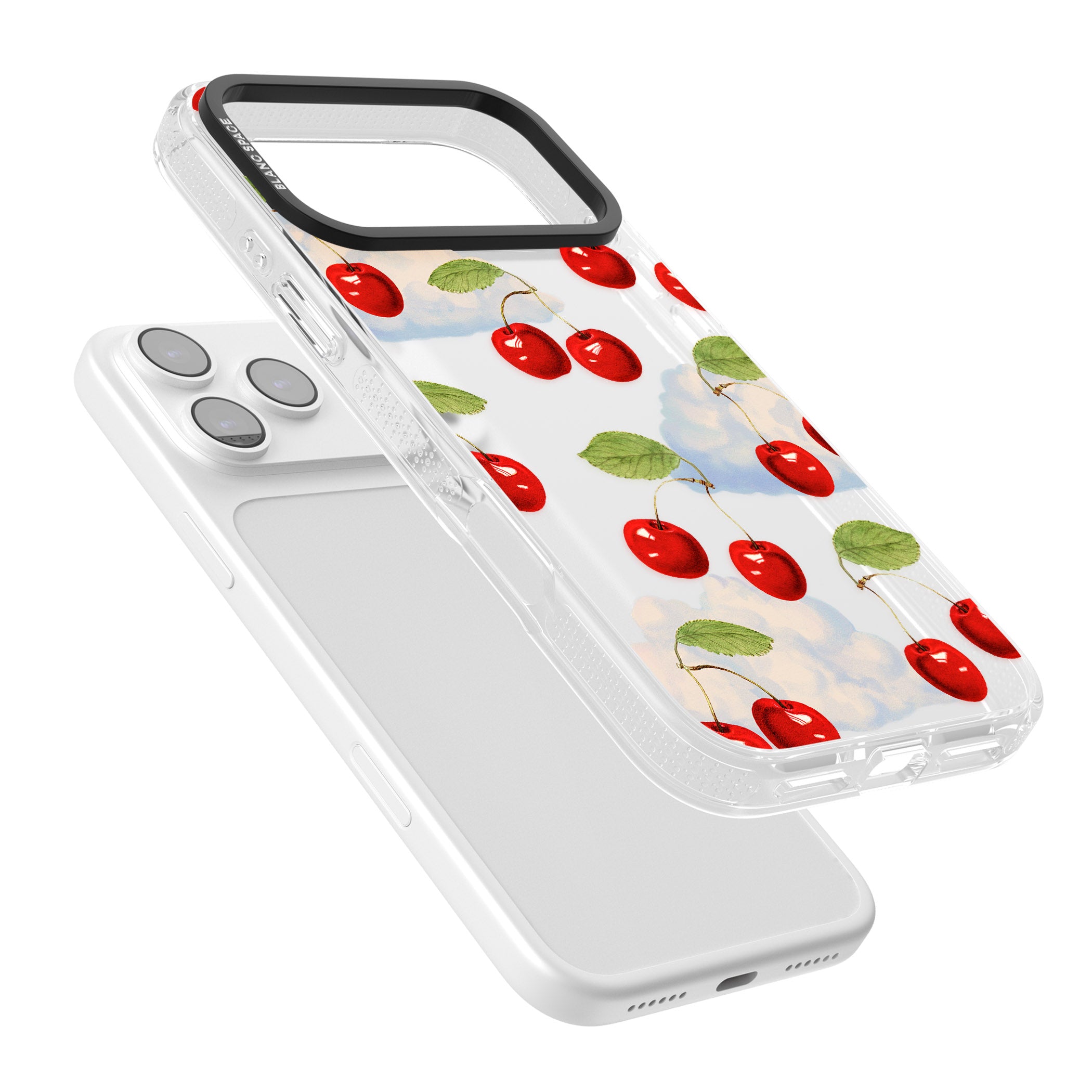 Vintage Cherries & Clouds iPhone 17 Pro Impact Air Clear Phone Case Colours