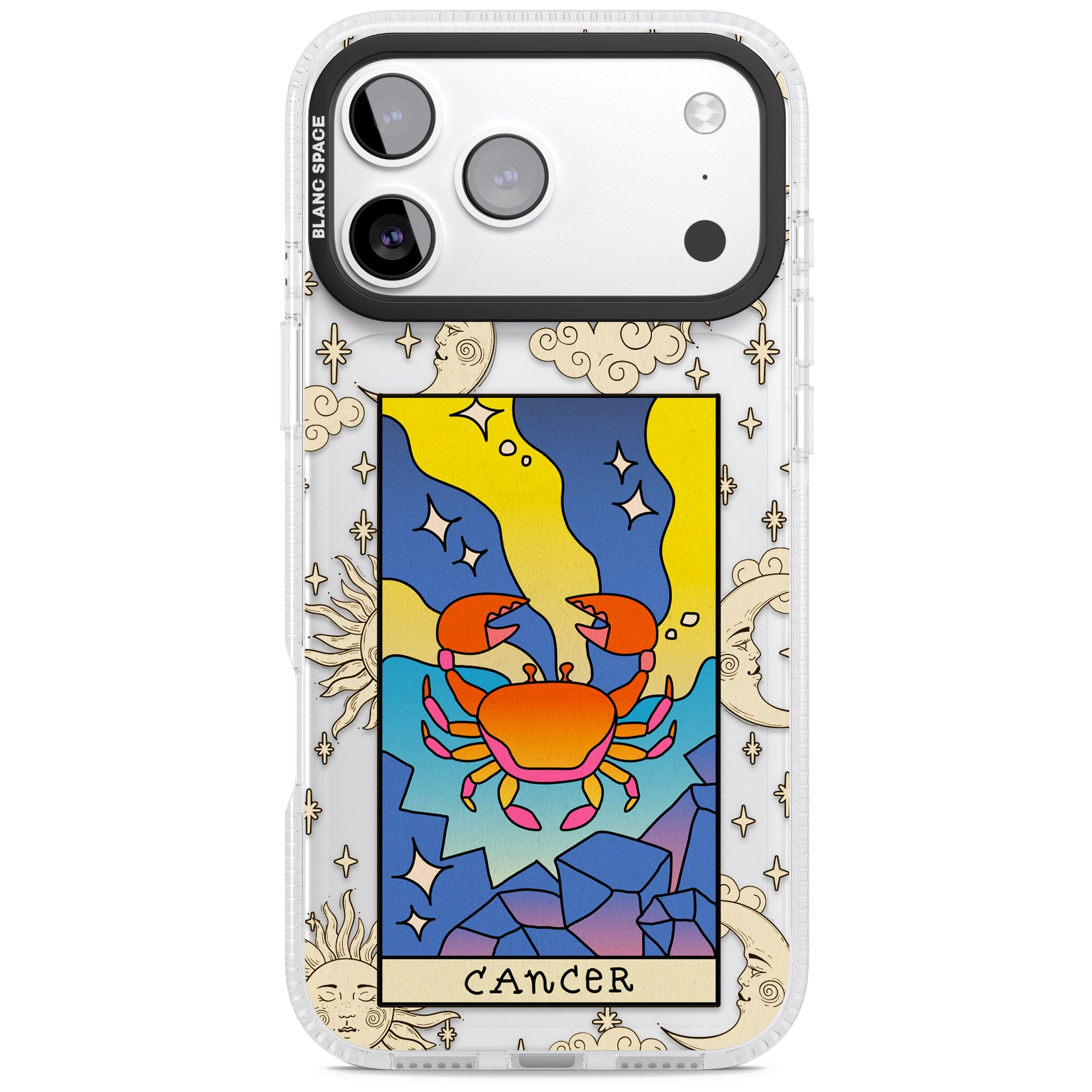 Celestial Zodiac Cancer iPhone 17 Pro Impact Air Clear Phone Case