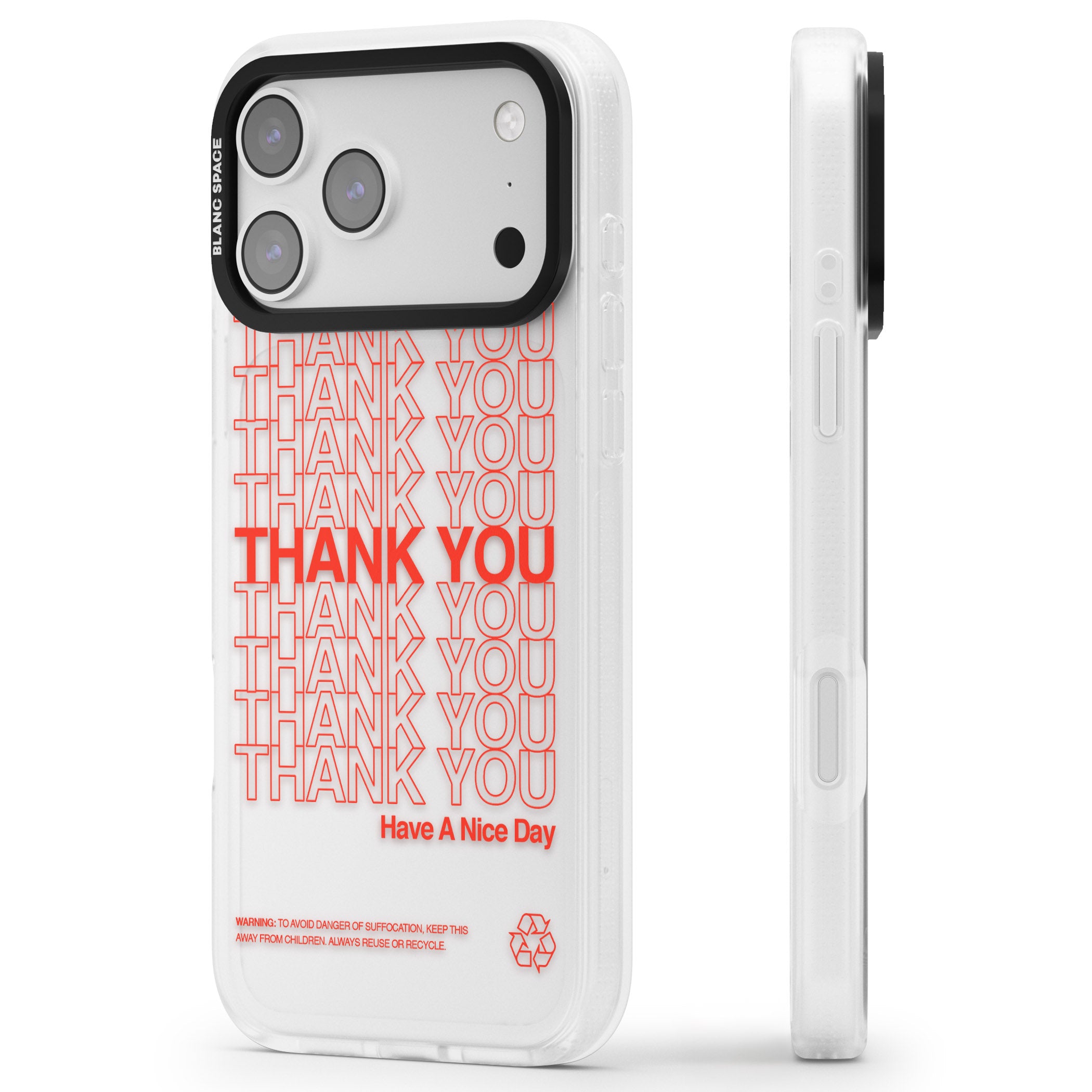 Thank You Have A Nice Day iPhone 17 Pro Impact Air Clear Phone Case Side Profile