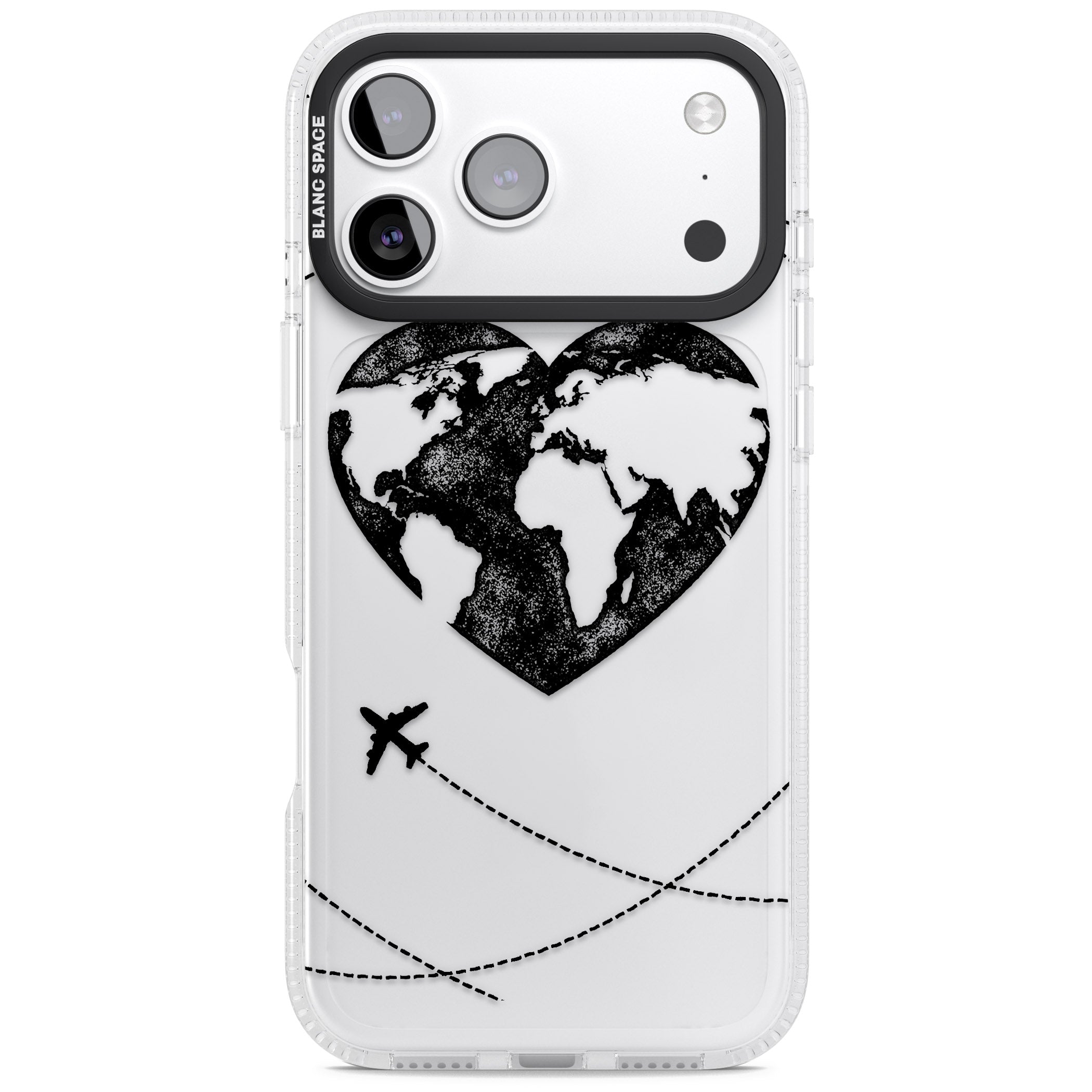 Globe Heart iPhone 17 Pro Impact Air Clear Phone Case