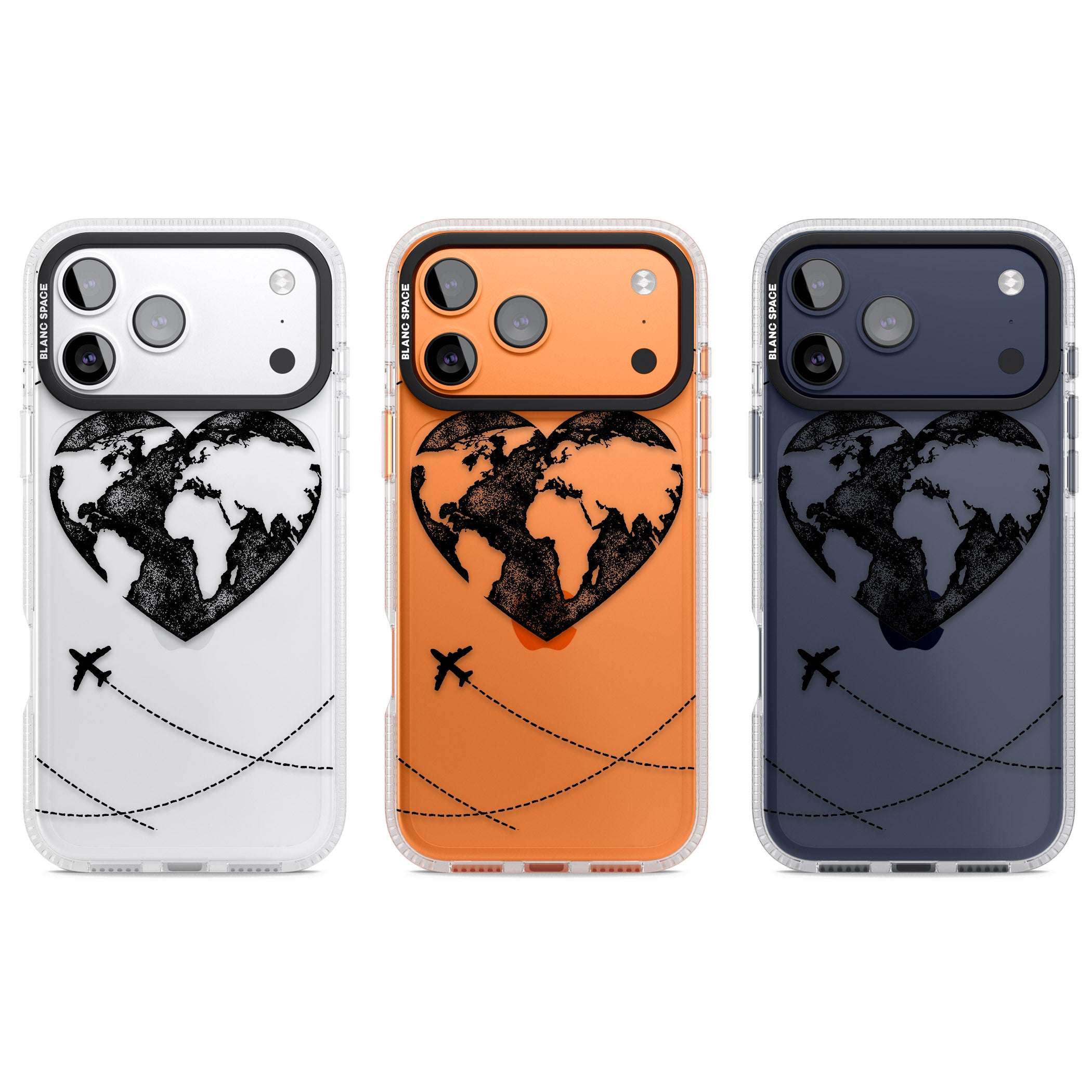 Globe Heart iPhone 17 Pro Impact Air Clear Phone Case APT Impact Protection