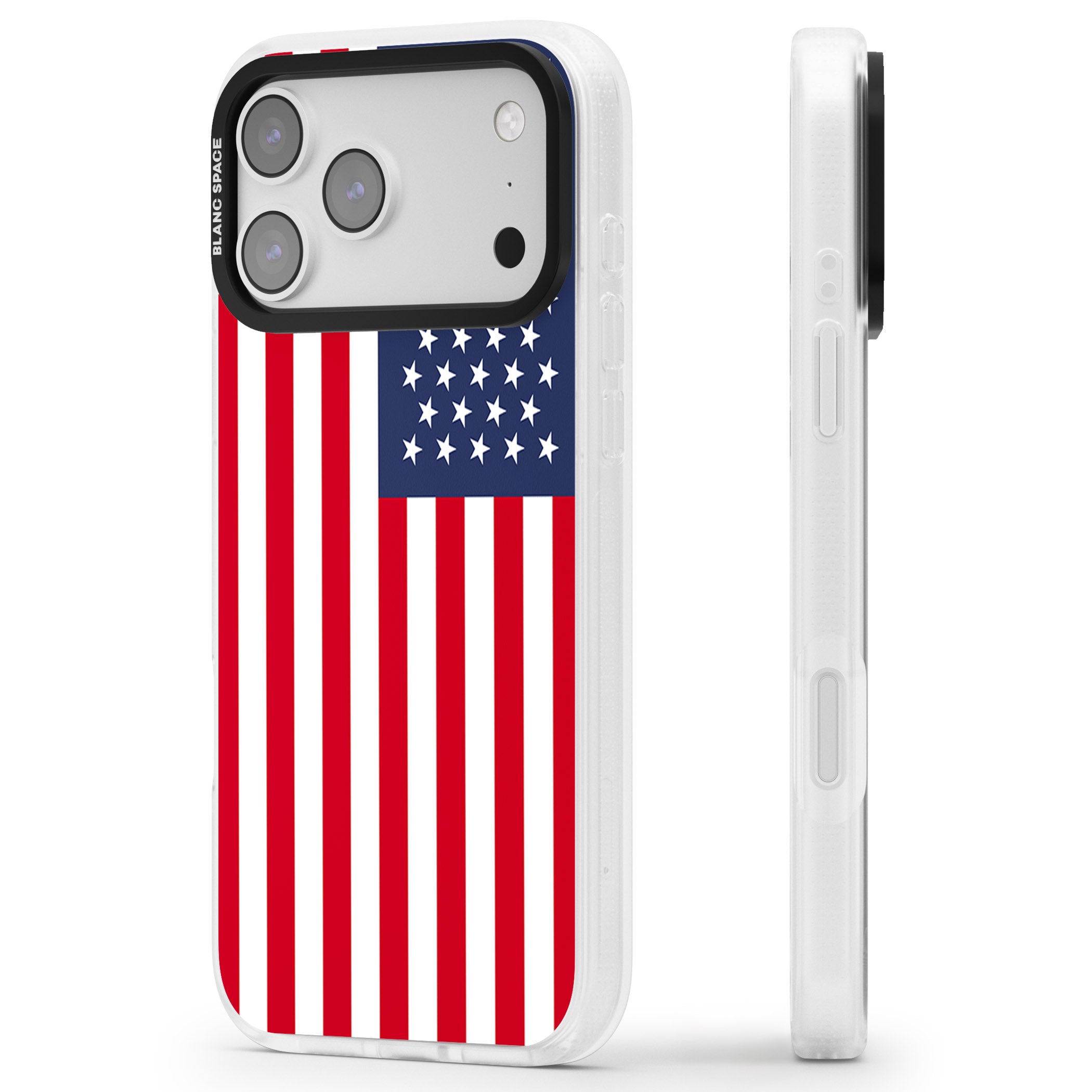 American Flag iPhone 17 Pro Impact Air Clear Phone Case Side Profile