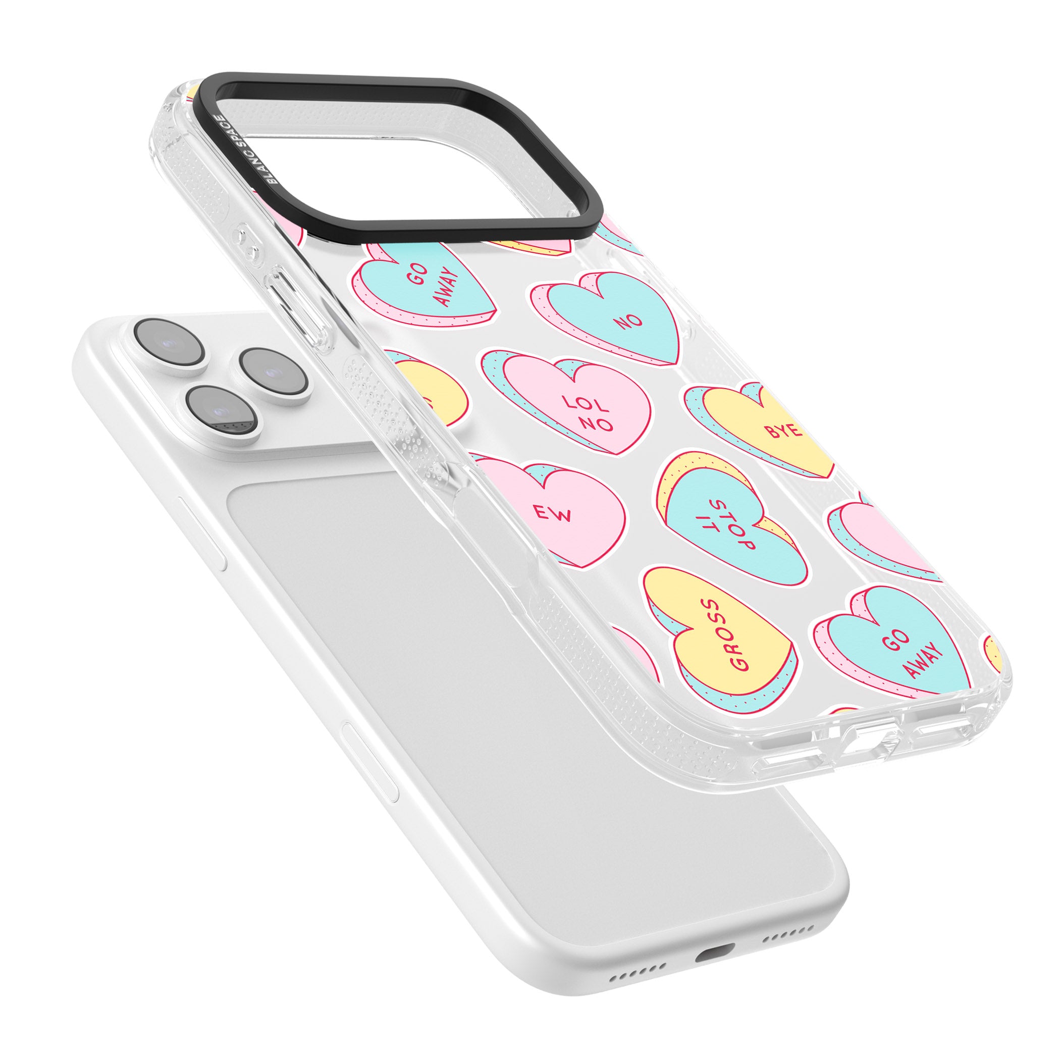 Sarcastic Love Hearts iPhone 17 Pro Impact Air Clear Phone Case Colours