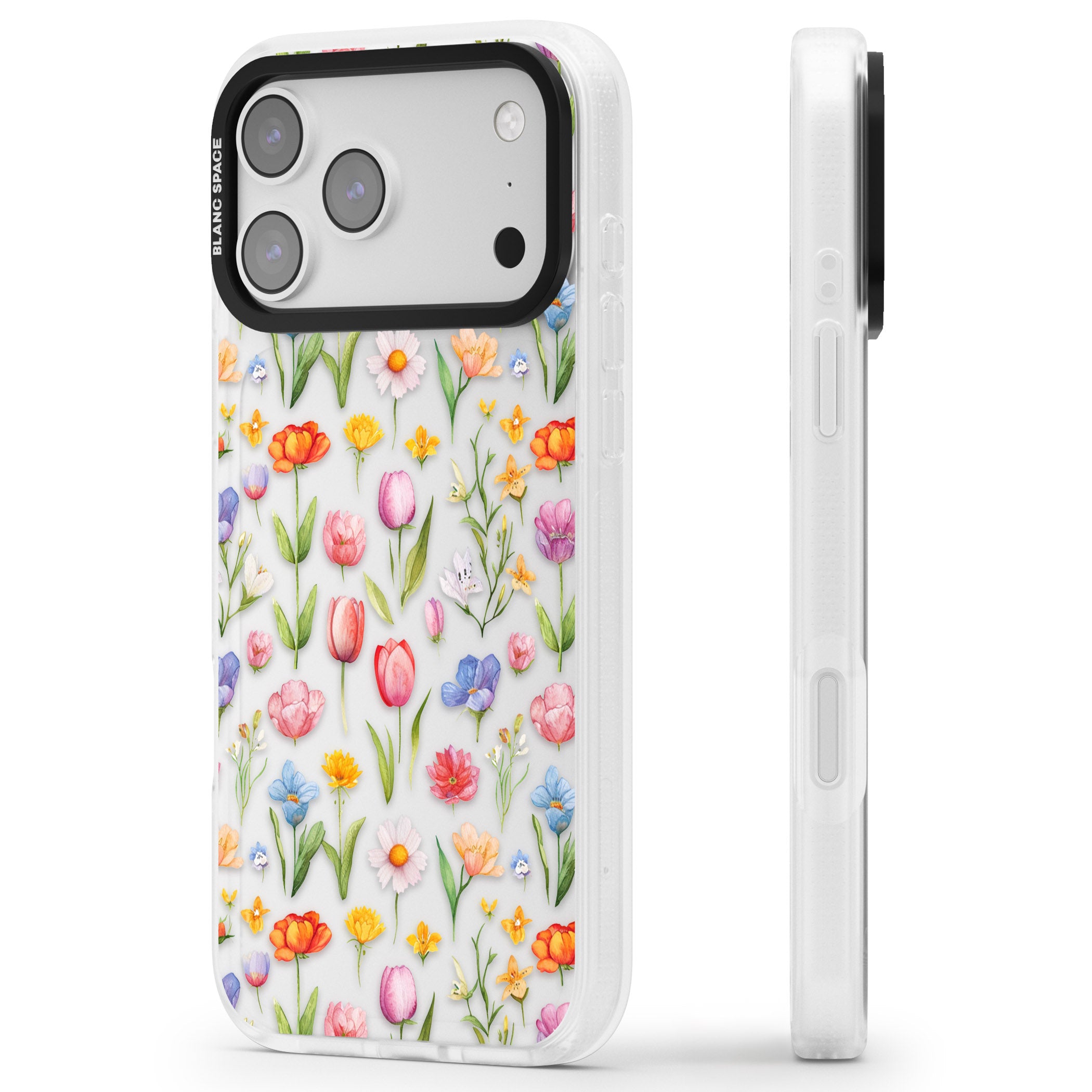 Small Flower Mix iPhone 17 Pro Impact Air Clear Phone Case Side Profile