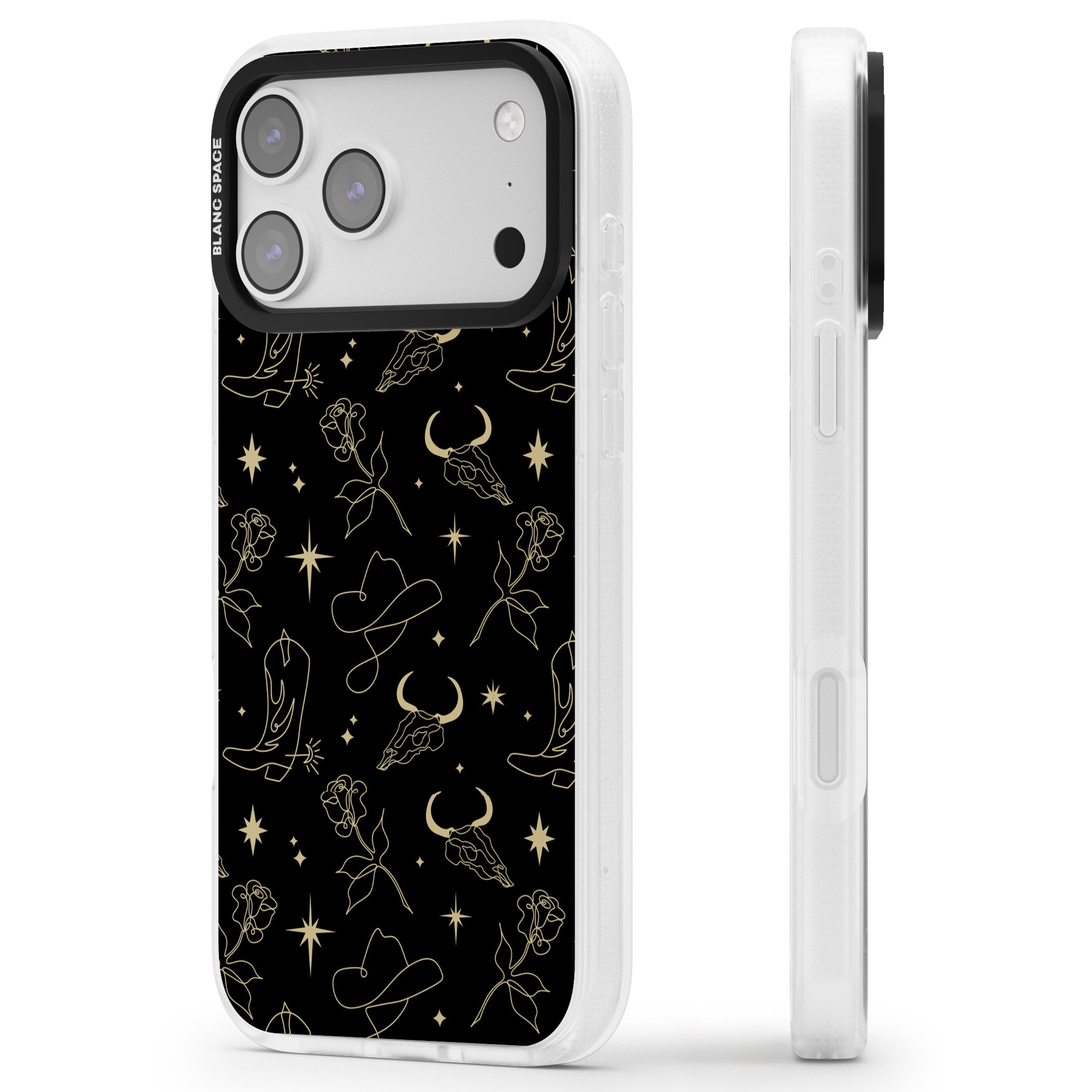 Celestial West Pattern iPhone 17 Pro Impact Air Clear Phone Case Side Profile