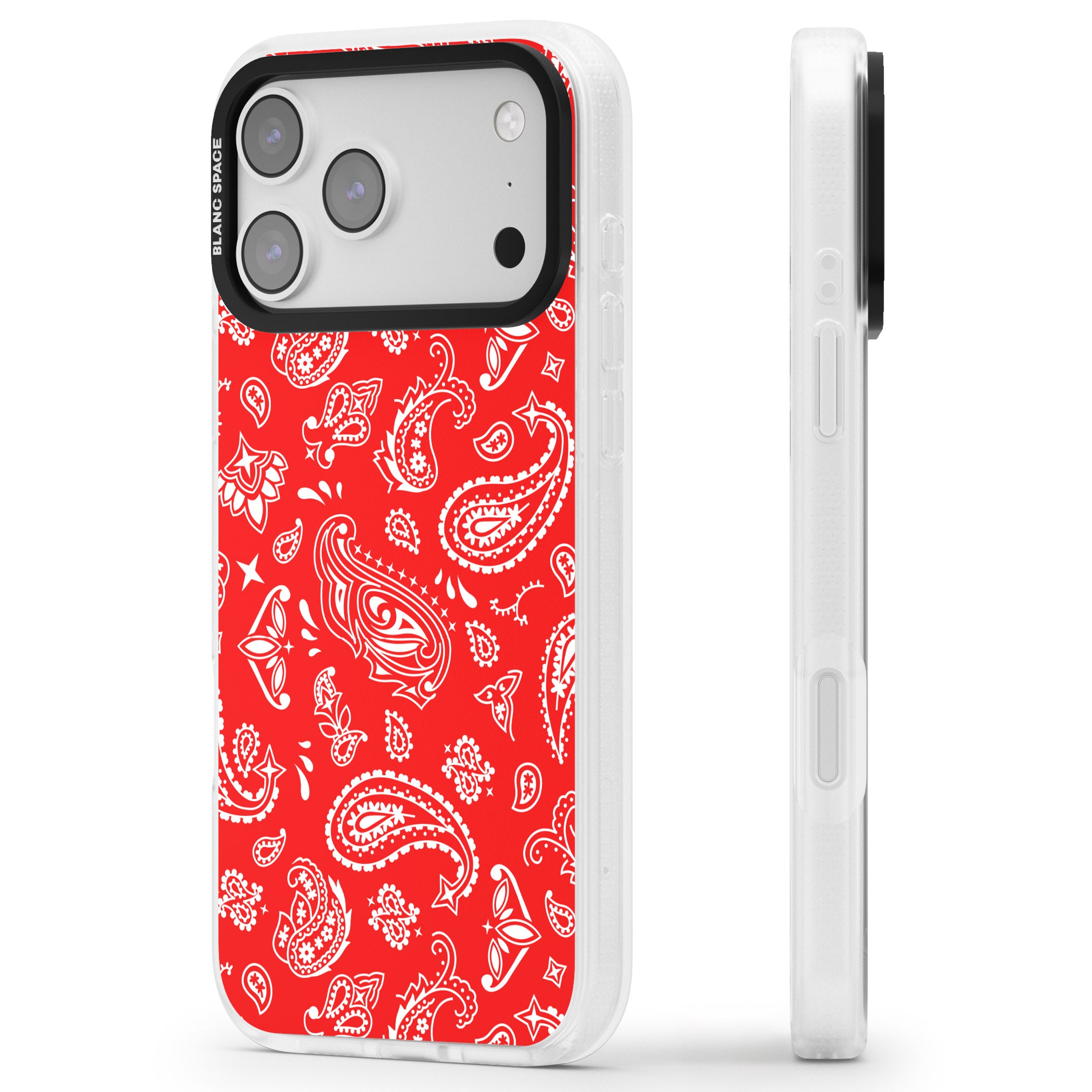 Red Bandana iPhone 17 Pro Impact Air Clear Phone Case Side Profile