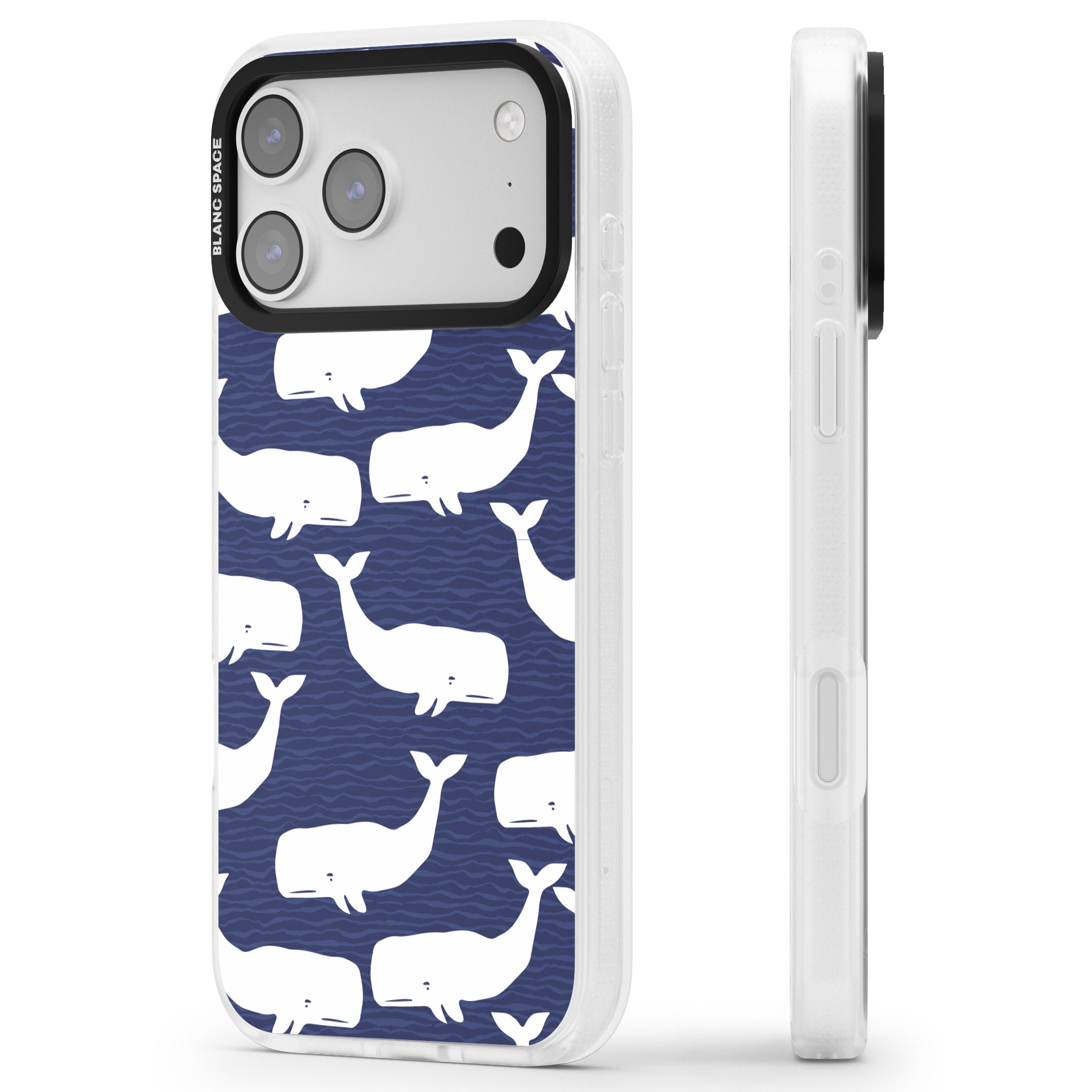 Whale Dreams iPhone 17 Pro Impact Air Clear Phone Case Side Profile